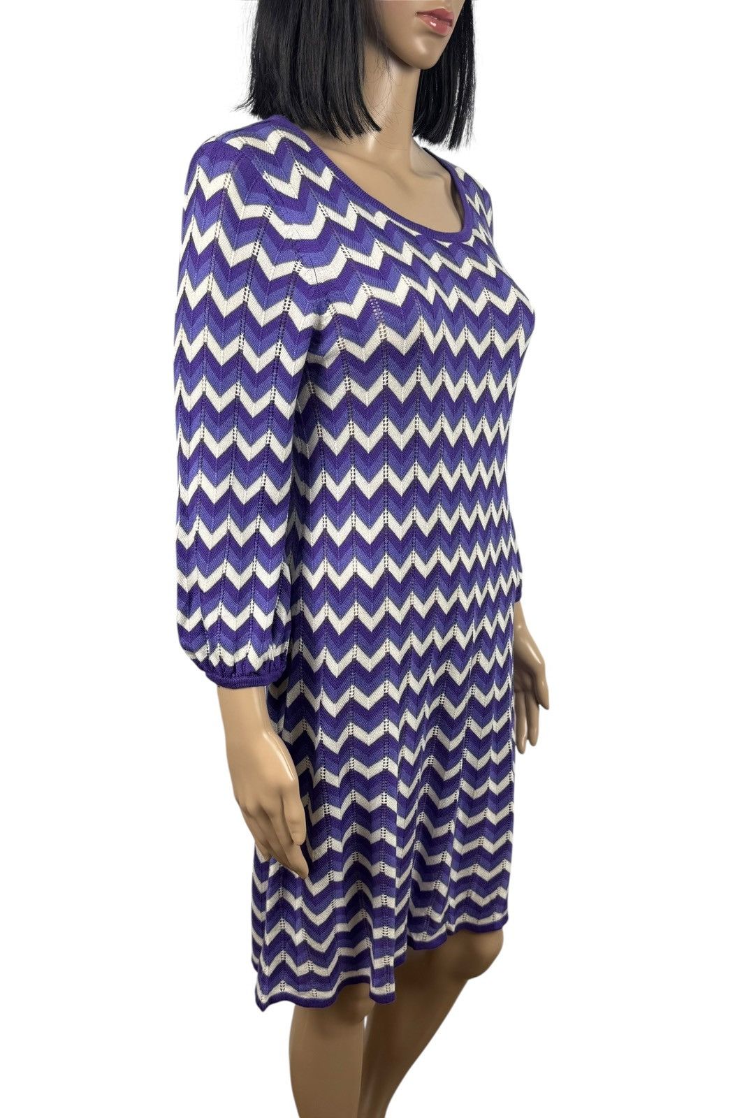 Alice + Olivia Alice + Olivia Viscose Knit Wool Dress Zigzag Pleated Size M / US 6-8 / IT 42-44 - 4 Thumbnail