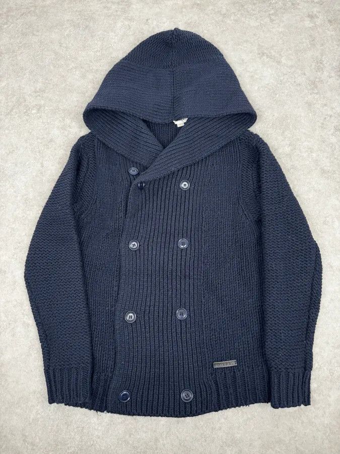 Diesel 2000s Diesel Navy Wool Buttoned Officer Hooded Sweater Size US M / EU 48-50 / 2 - 1 Thumbnail
