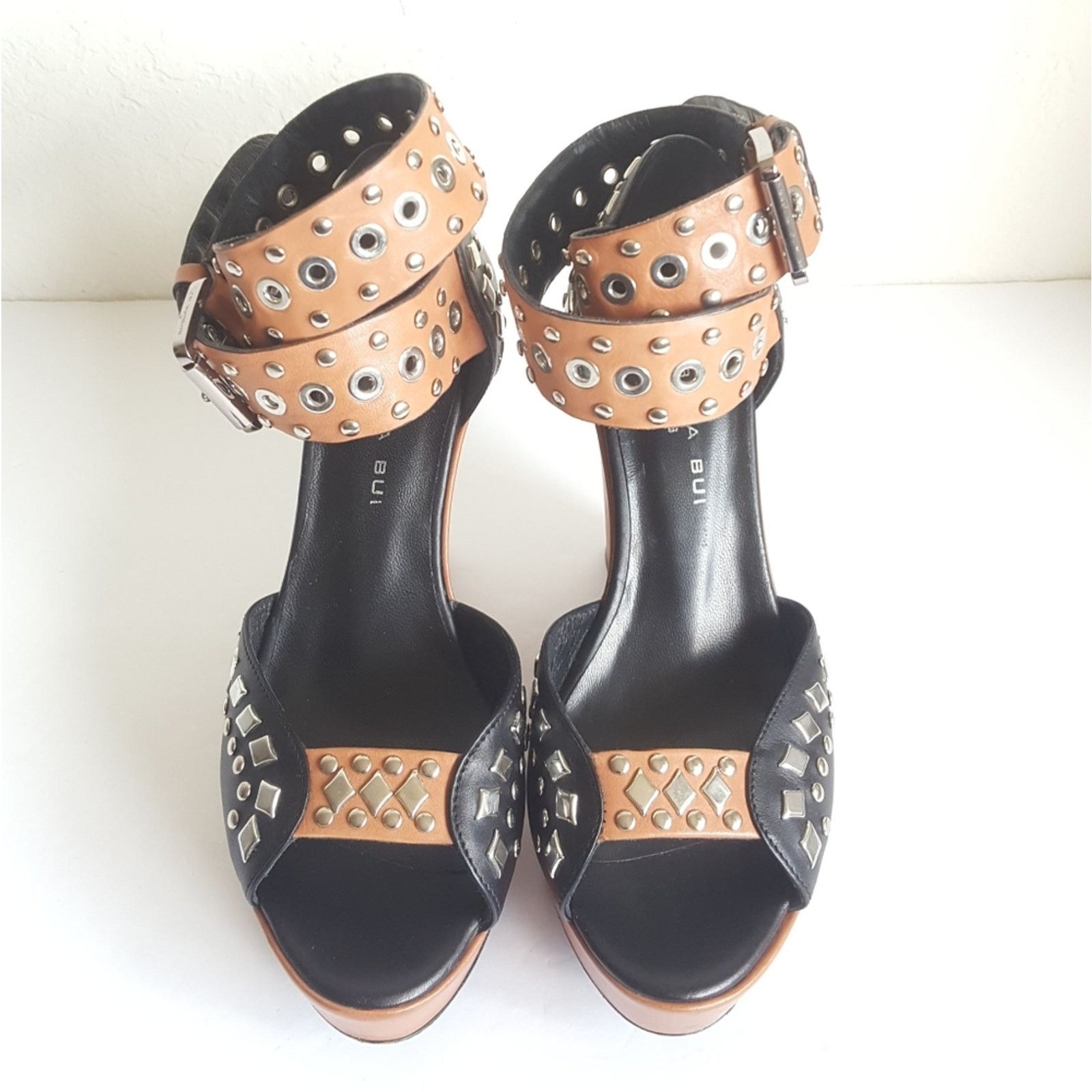 Barbara Bui Barbara Bui Paris Studded Ankle Strap Wedge Platform Leather Size US 6 / IT 36 - 6 Thumbnail