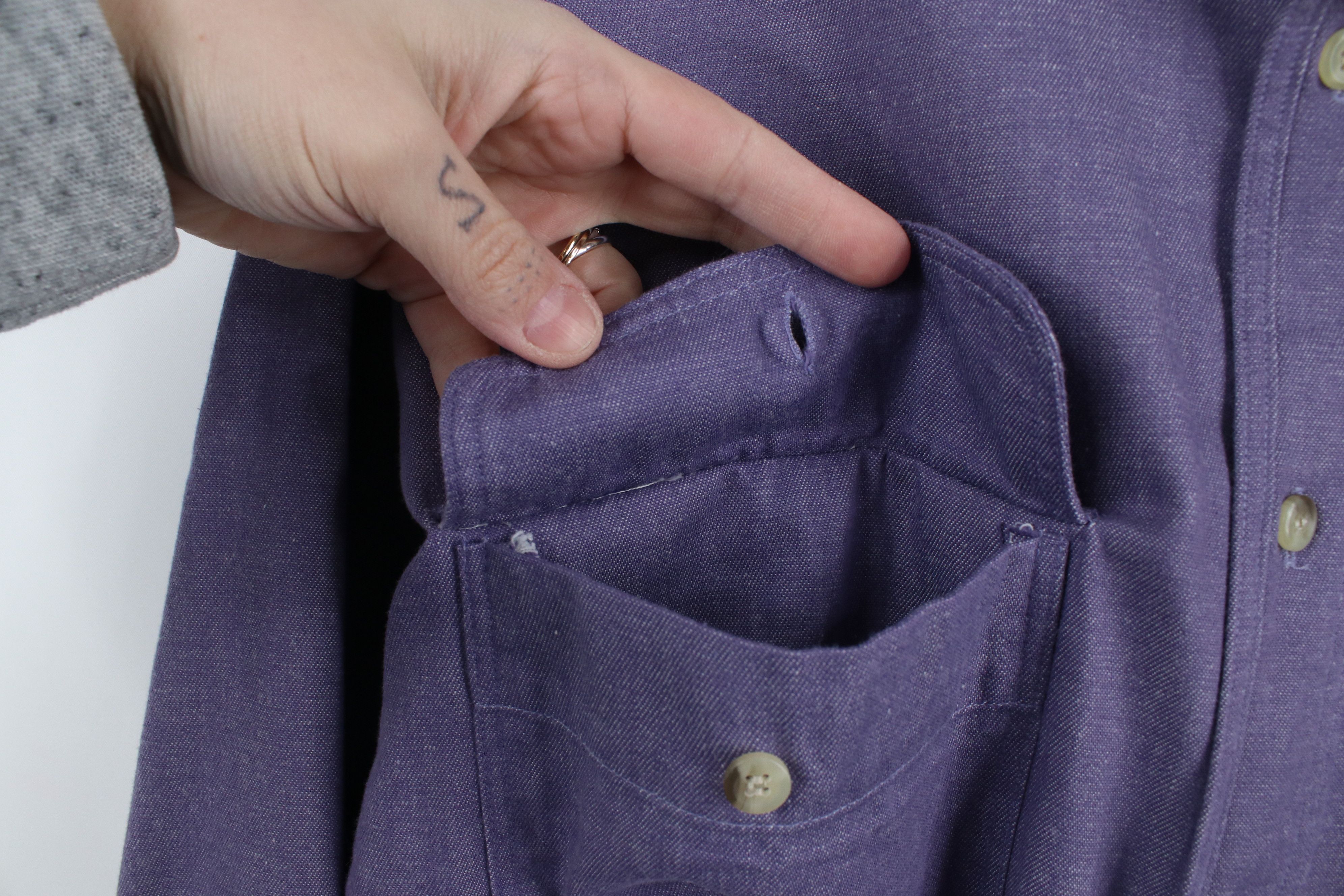 Vintage Vintage 90s Streetwear Big Pocket Chambray Button Down Shirt Size US M / EU 48-50 / 2 - 7 Thumbnail