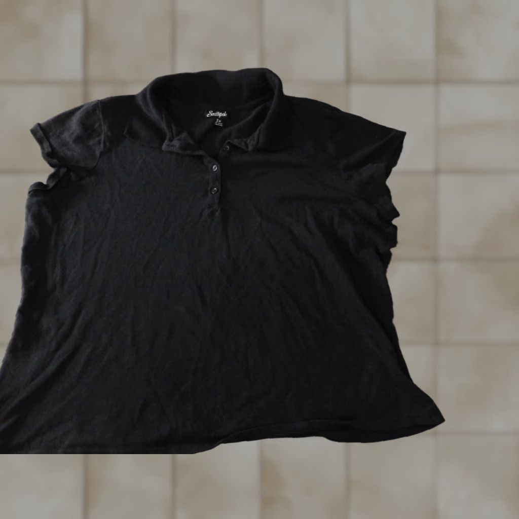 Southpole Southpole Polo Shirt 2X Plus Black Womens Casual Short Sleeve Crew Neck Pullover Cotton Linen Rayon Button Basic Classic Womens Size XXL / US 16-18 / IT 52-54 - 1 Thumbnail