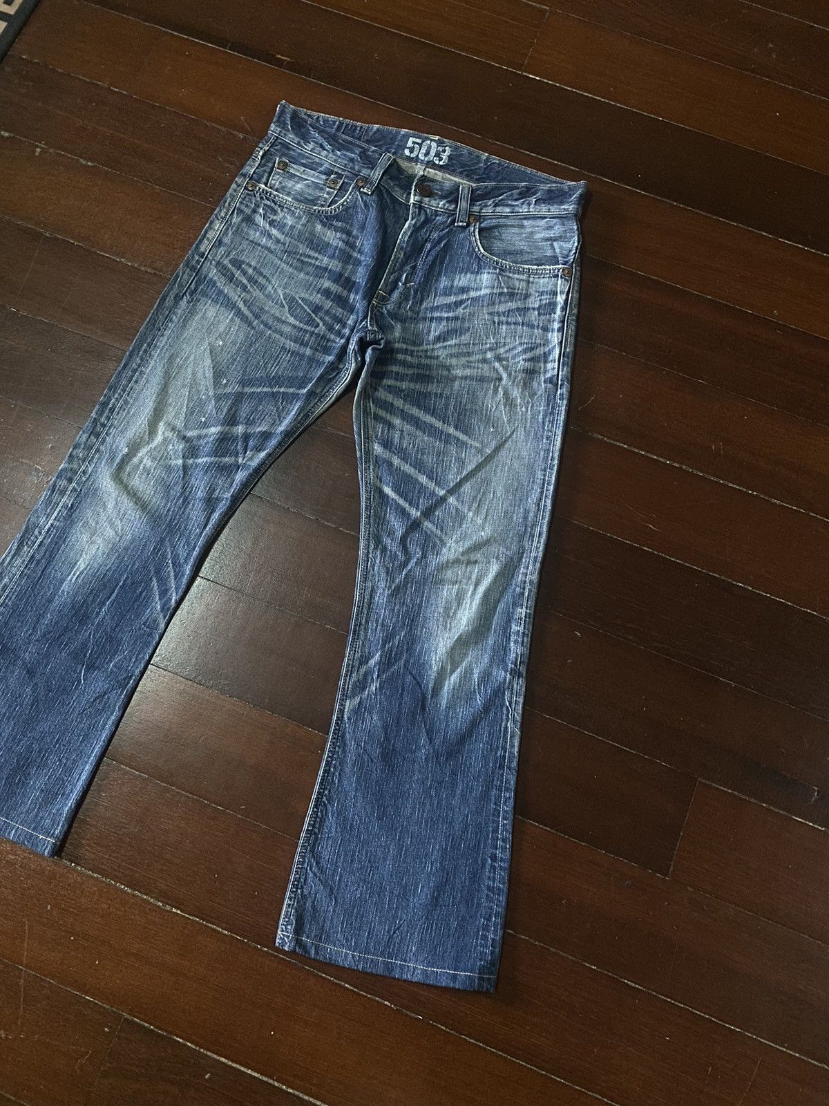 If Six Was Nine EDWIN 503 BLUE TRIP FLARE BOOTCUT DENIM Size US 36 / EU 52 - 3 Thumbnail