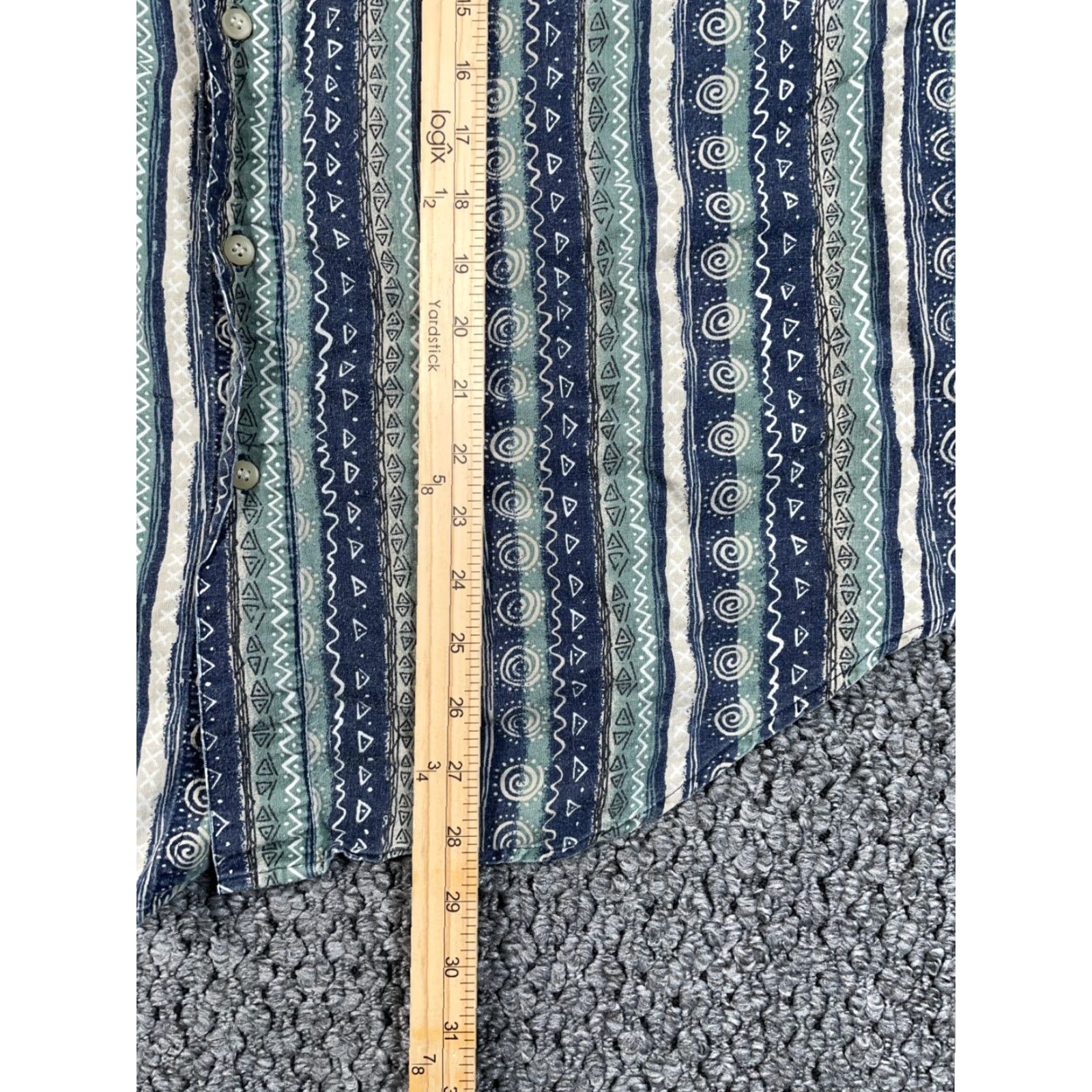 Bugle Boy VINTAGE Bugle Boy Geometric Pattern Shirt Adult XL Green Long Sleeve Button-Down Collared 90s Hippie Boho Mens Size US XL / EU 56 / 4 - 6 Thumbnail