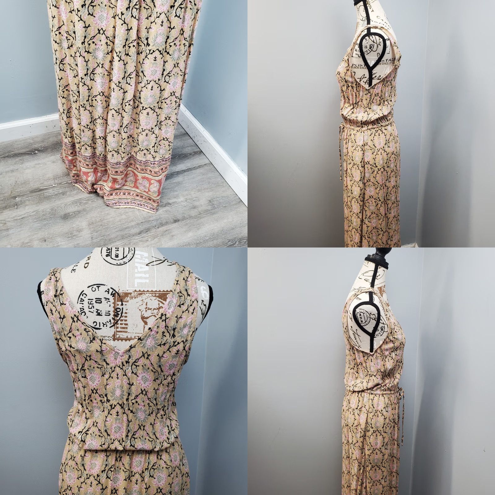 Lucky Brand Lucky Brand Dress Womens S Maxi Multi Floral Lined Cinch Waist Deep Neck Size S / US 4 / IT 40 - 8 Thumbnail