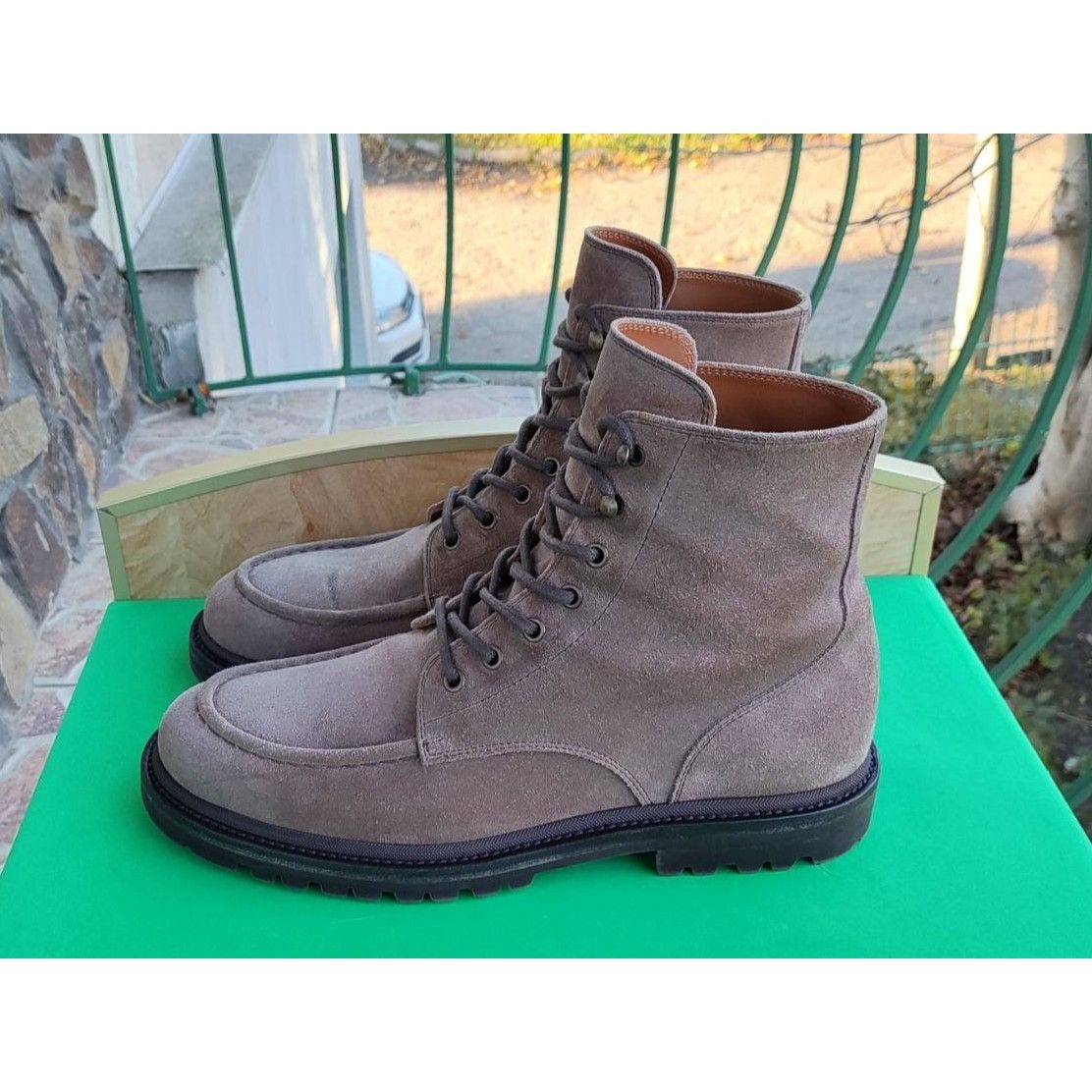 Brunello Cucinelli Brunello Cucinelli Rider Gray Brown Lace Up Suede Combat Boo Size US 9.5 / EU 42-43 - 1 Thumbnail