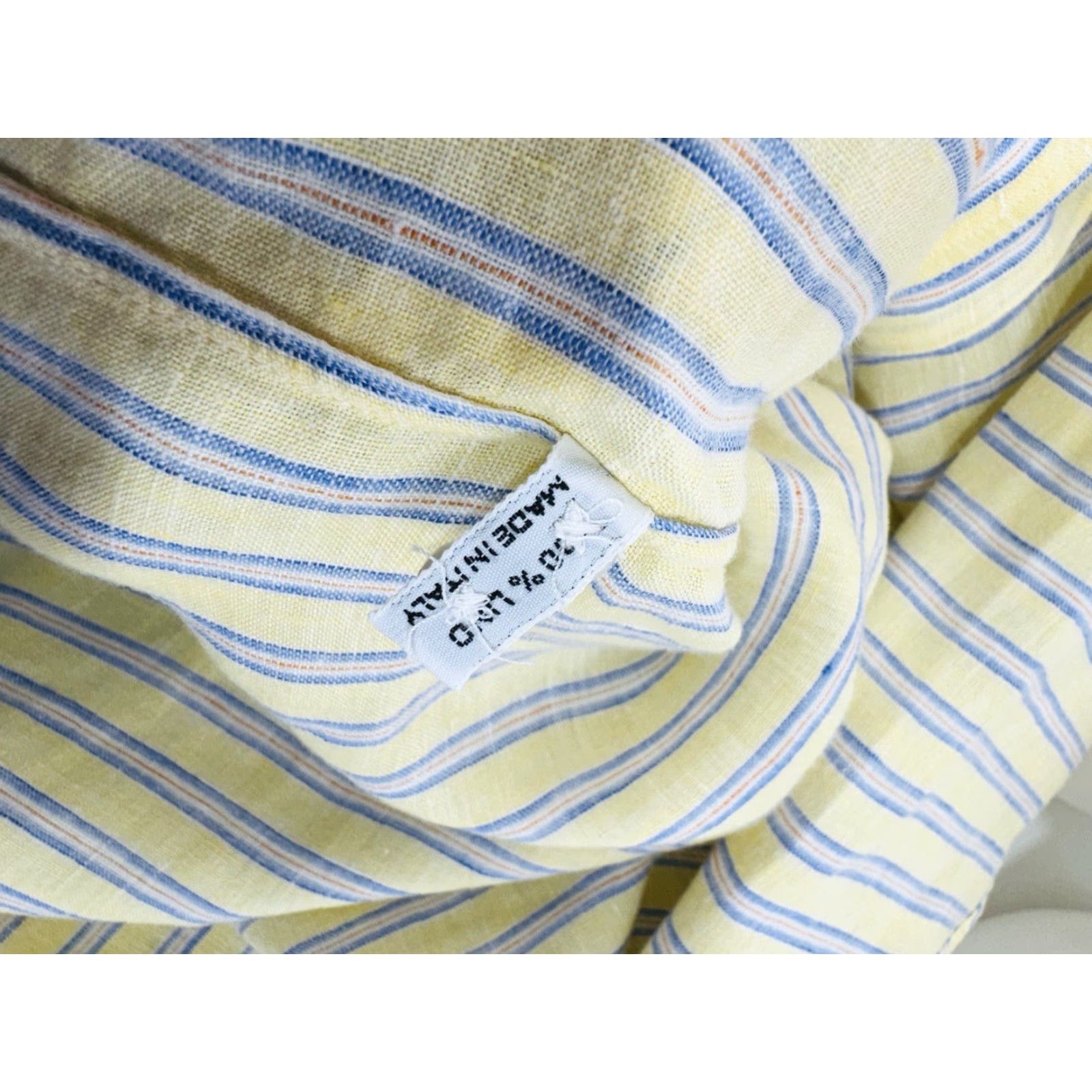Vintage GIAMPAOLO Striped Linen Shirt Mens 40 XL? 40 Linen Shirt Men Long Sleeve Button-Up Yellow Blue Red EXCELLENT Size US L / EU 52-54 / 3 - 6 Thumbnail
