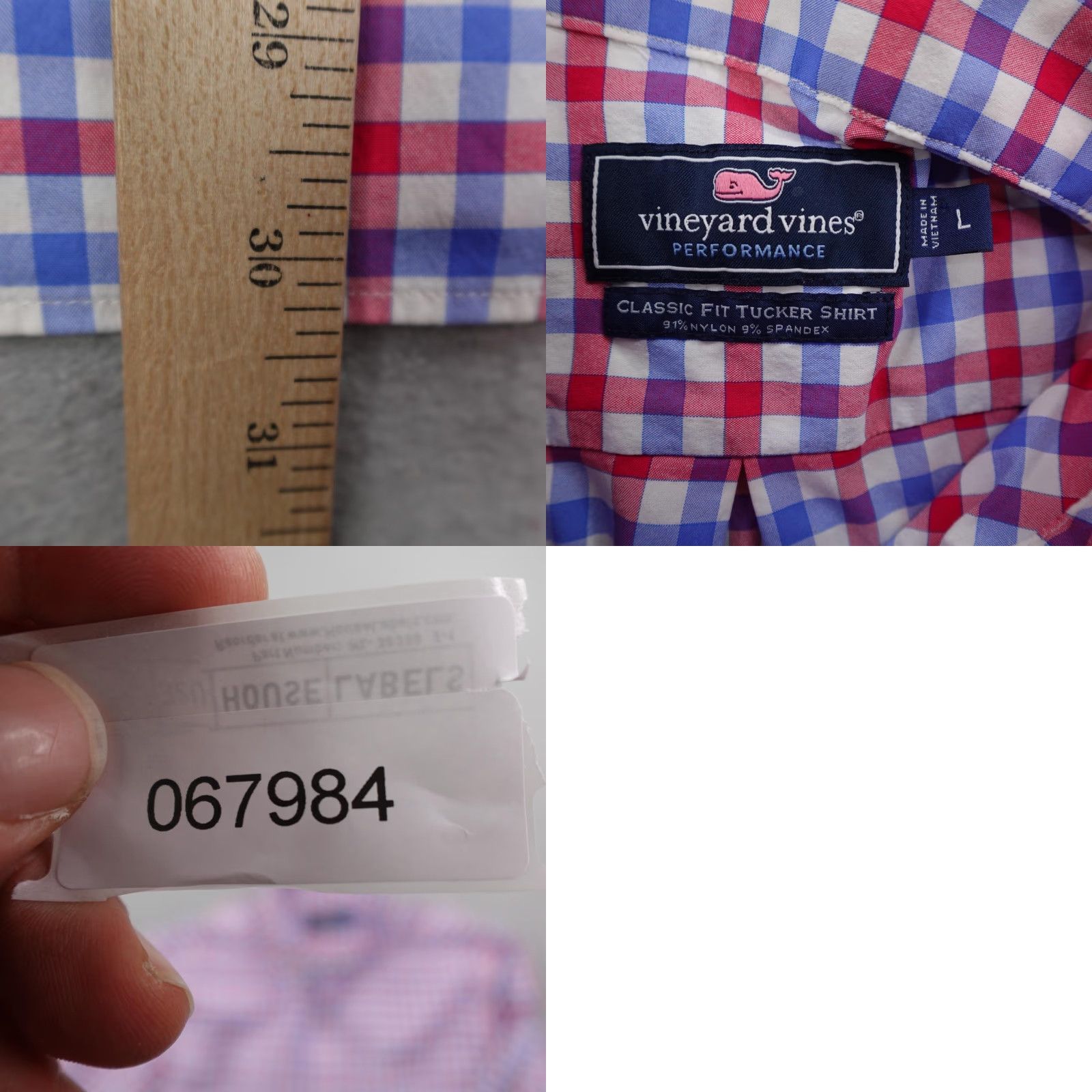 Vineyard Vines Vineyard Vines Shirt Mens Large Red Blue Check Classic Fit Performance Tucker Shirt Size US L / EU 52-54 / 3 - 8 Thumbnail