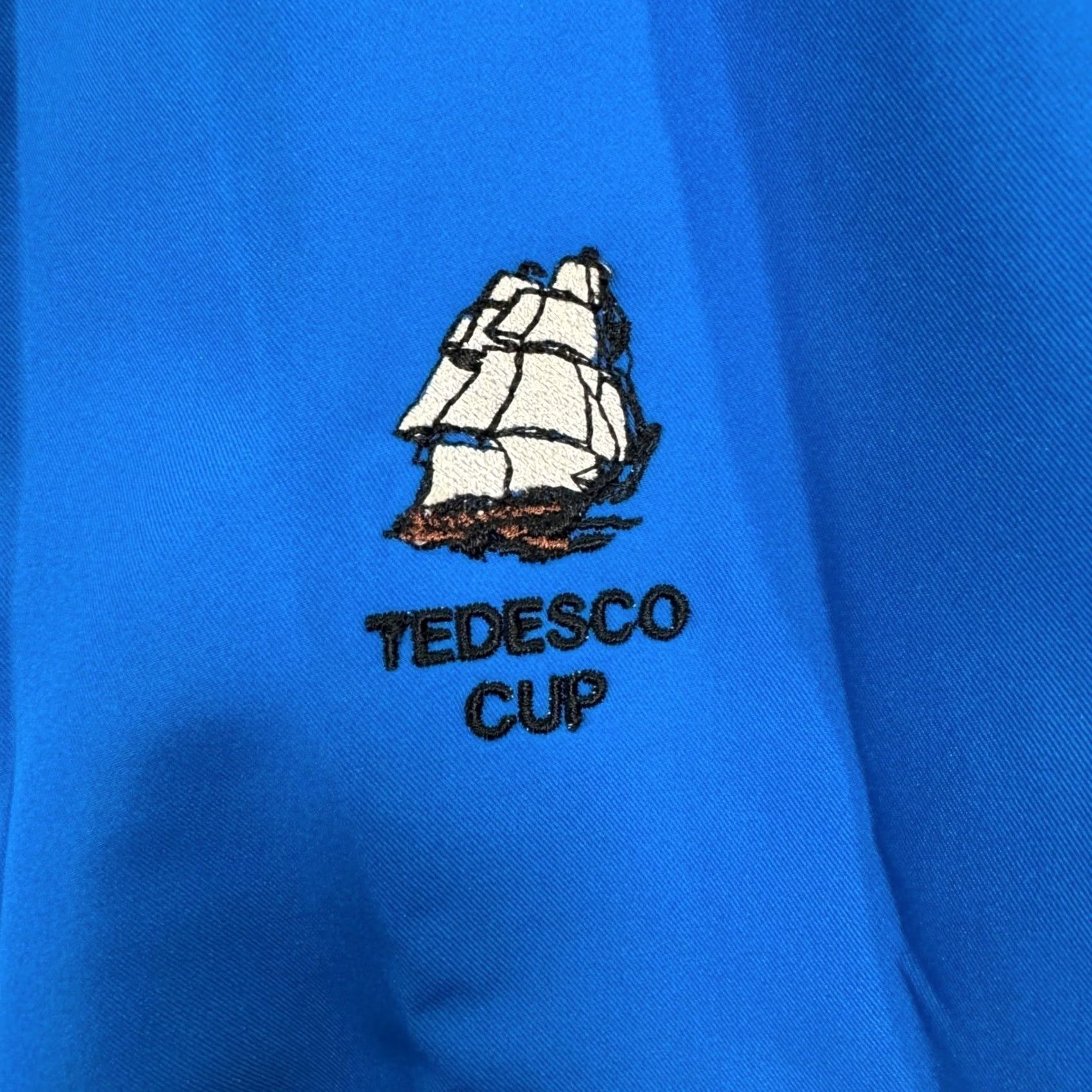Vintage PROQUIP Men's Large Blue Windproof Golf Pullover Jacket Tedesco Cup Short Sleeve Size US L / EU 52-54 / 3 - 3 Thumbnail