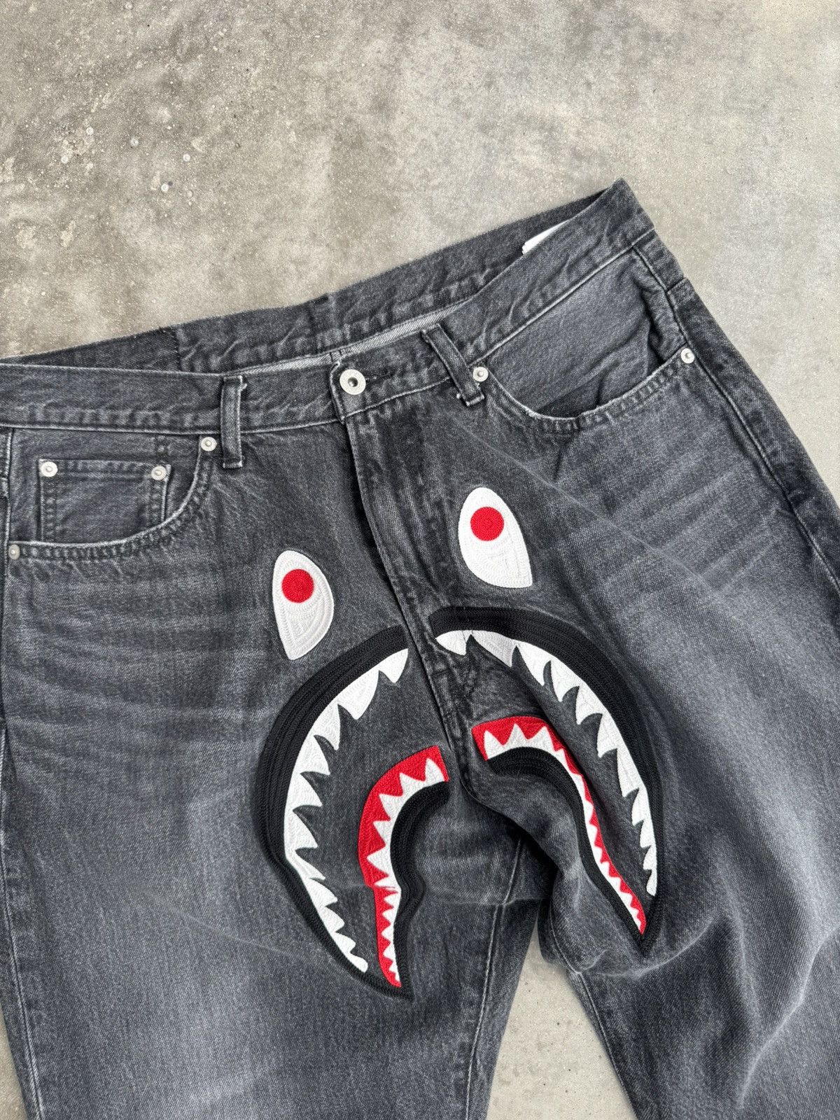 Bape A bathing ape bape shark denim japanese pants streetwear Size US 34 / EU 50 - 2 Thumbnail