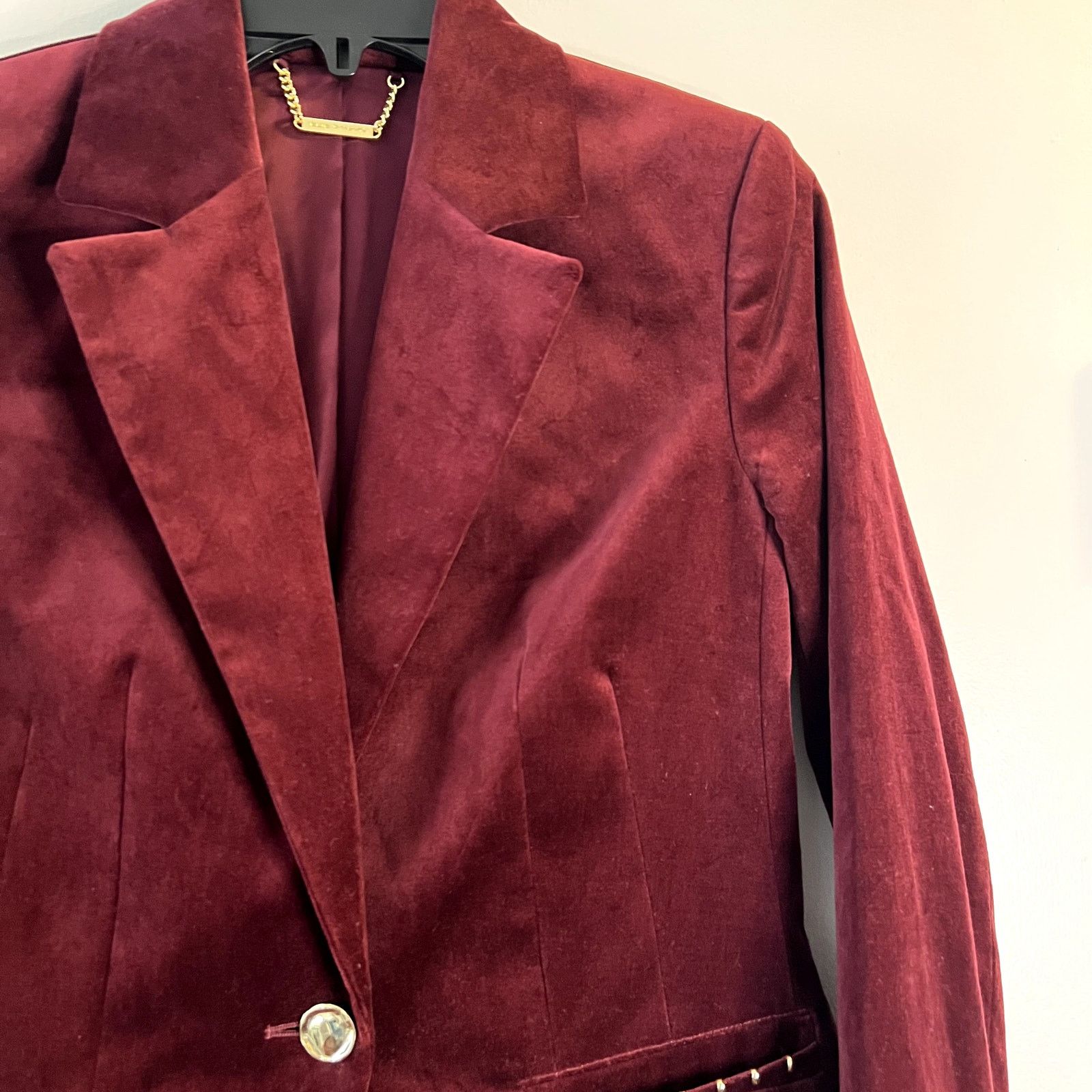 Elie Tahari Elie Tahari Single Button Velvet Blazer size 2 Burgundy New Size XS / US 0-2 / IT 36-38 - 5 Thumbnail