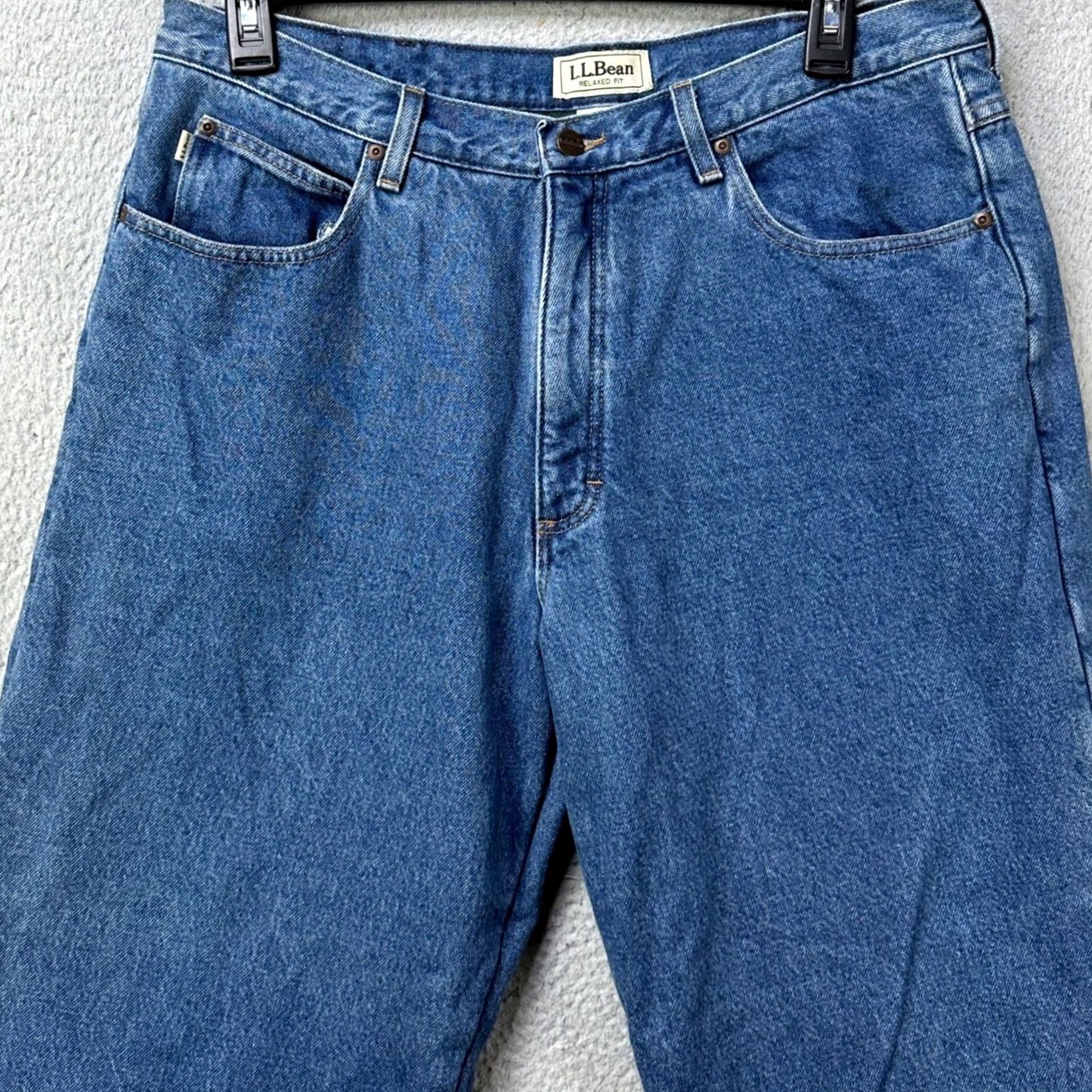 Vintage L.L. Bean Mens Jeans Straight 38x32 Blue Relaxed Fit Lined 5-Pocket Denim EUC Size US 38 / EU 54 - 2 Thumbnail