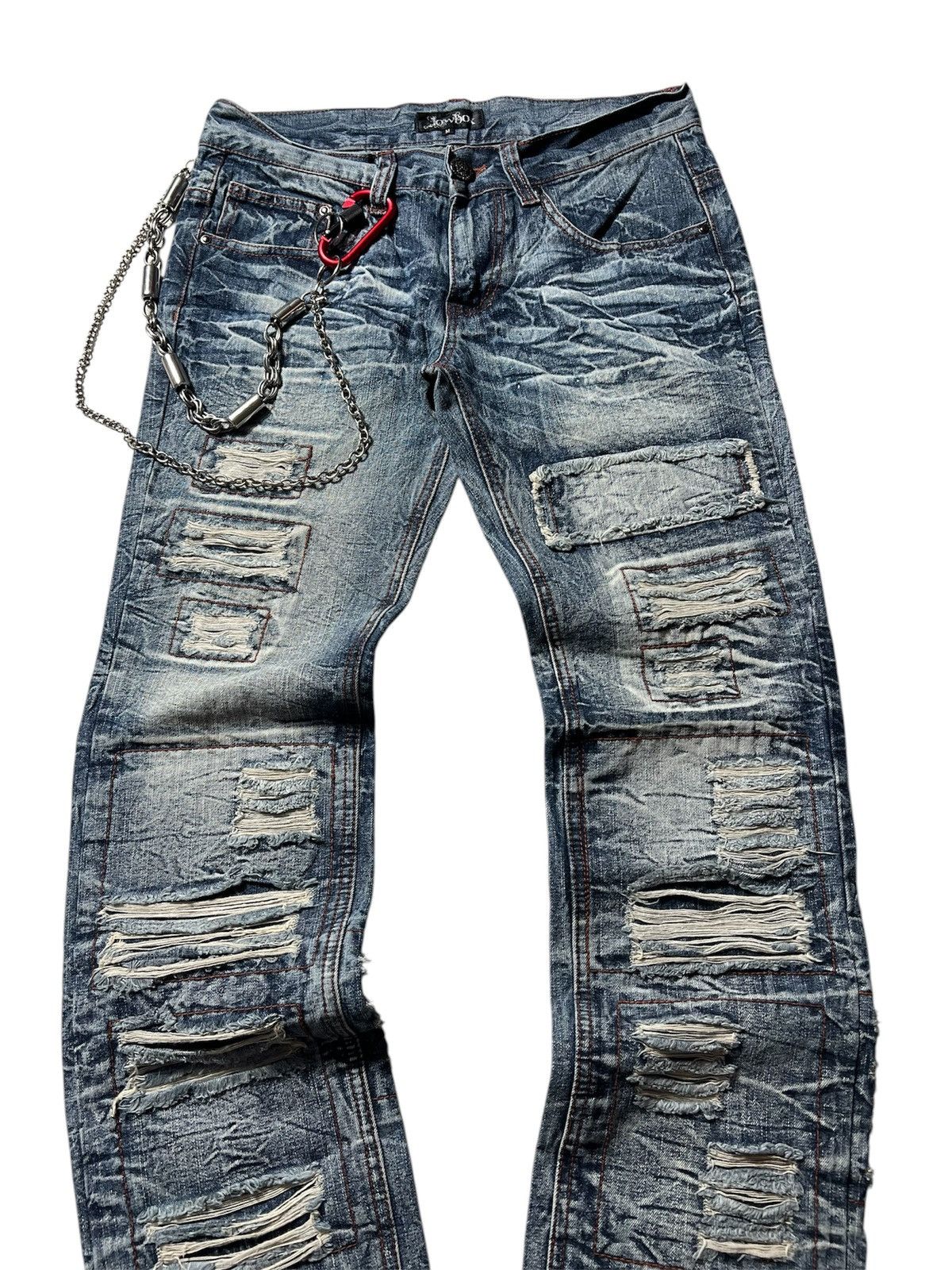 Japanese Brand Sick 2000s Lowbox Distressed Pants Size US 30 / EU 46 - 4 Thumbnail