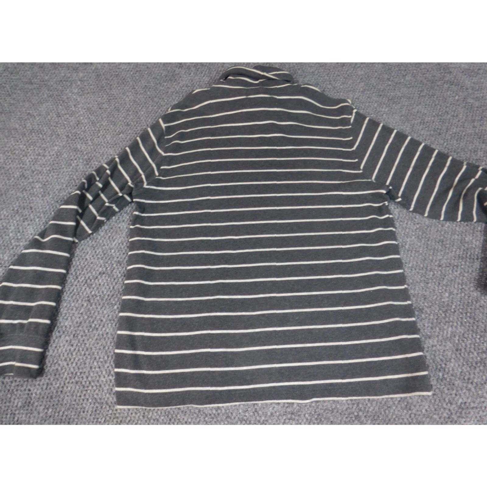 Jones New York Jones New York Womens Sweater L Gray Striped Pullover Knit Open-Knit Long Sleeve Round Neck Sports Logo 100% Cotton Regular Size L / US 10 / IT 46 - 7 Thumbnail