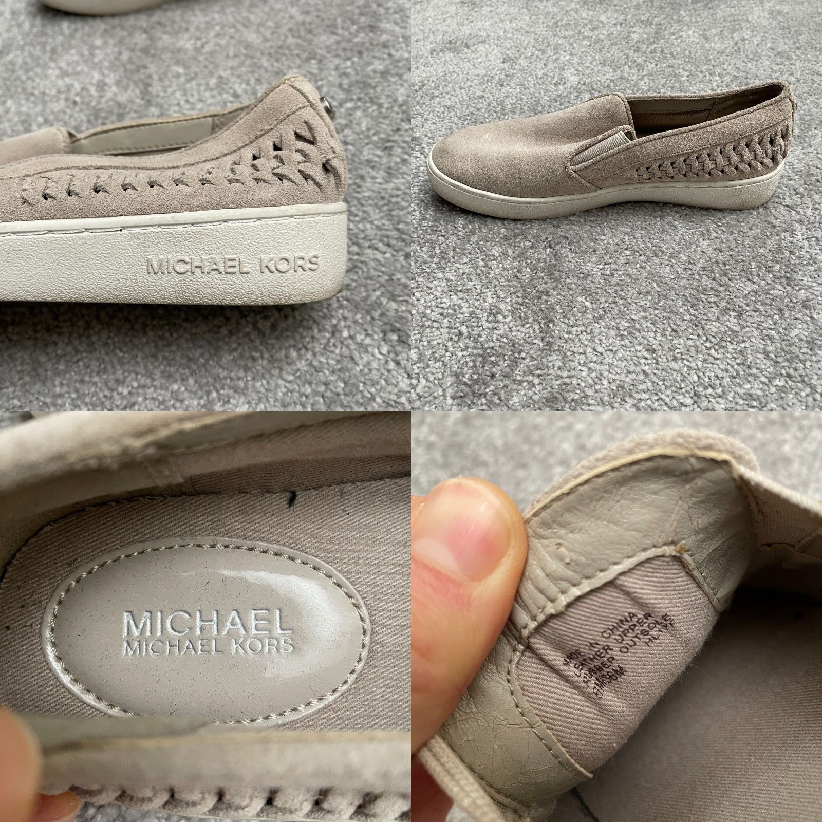 Michael Kors Michael Kors Leather Suede Slip On Sneakers Womens 8M Beige Round Toe Comfort Shoes Casual Walking Size US 8 / IT 38 - 8 Thumbnail