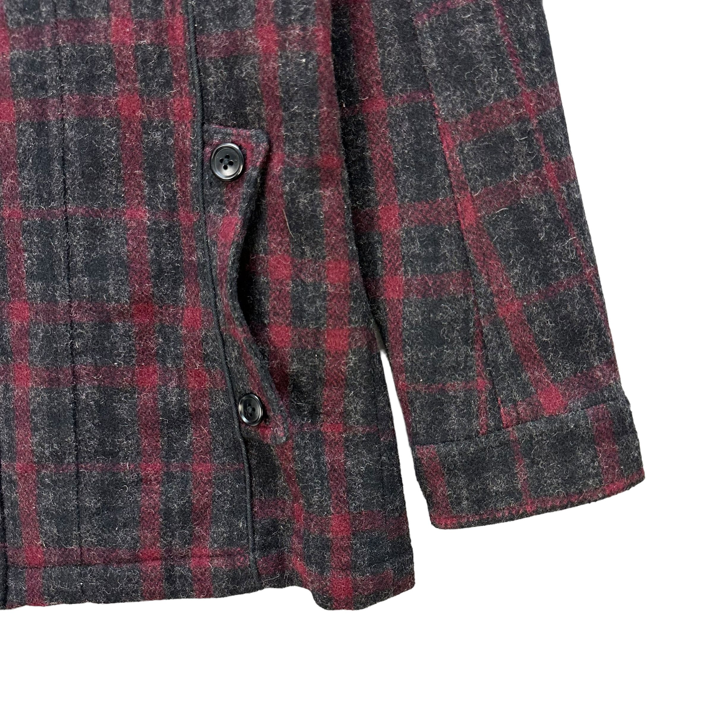 Japanese Brand MF EDITORIAL Red Checked Tartan Turtleneck Jacket #A40-0919 Size M / US 6-8 / IT 42-44 - 5 Thumbnail