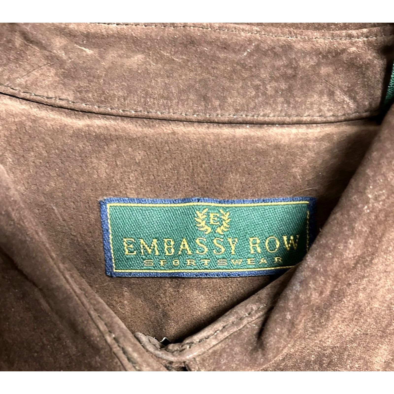 Vintage VINTAGE Embassy Row Sportswear Leather Suede Button-Up Shirt Sz 16 Long Sleeve VTG Men Shirt Brown 44in Chest Regular Pattern Solid Size US L / EU 52-54 / 3 - 4 Thumbnail