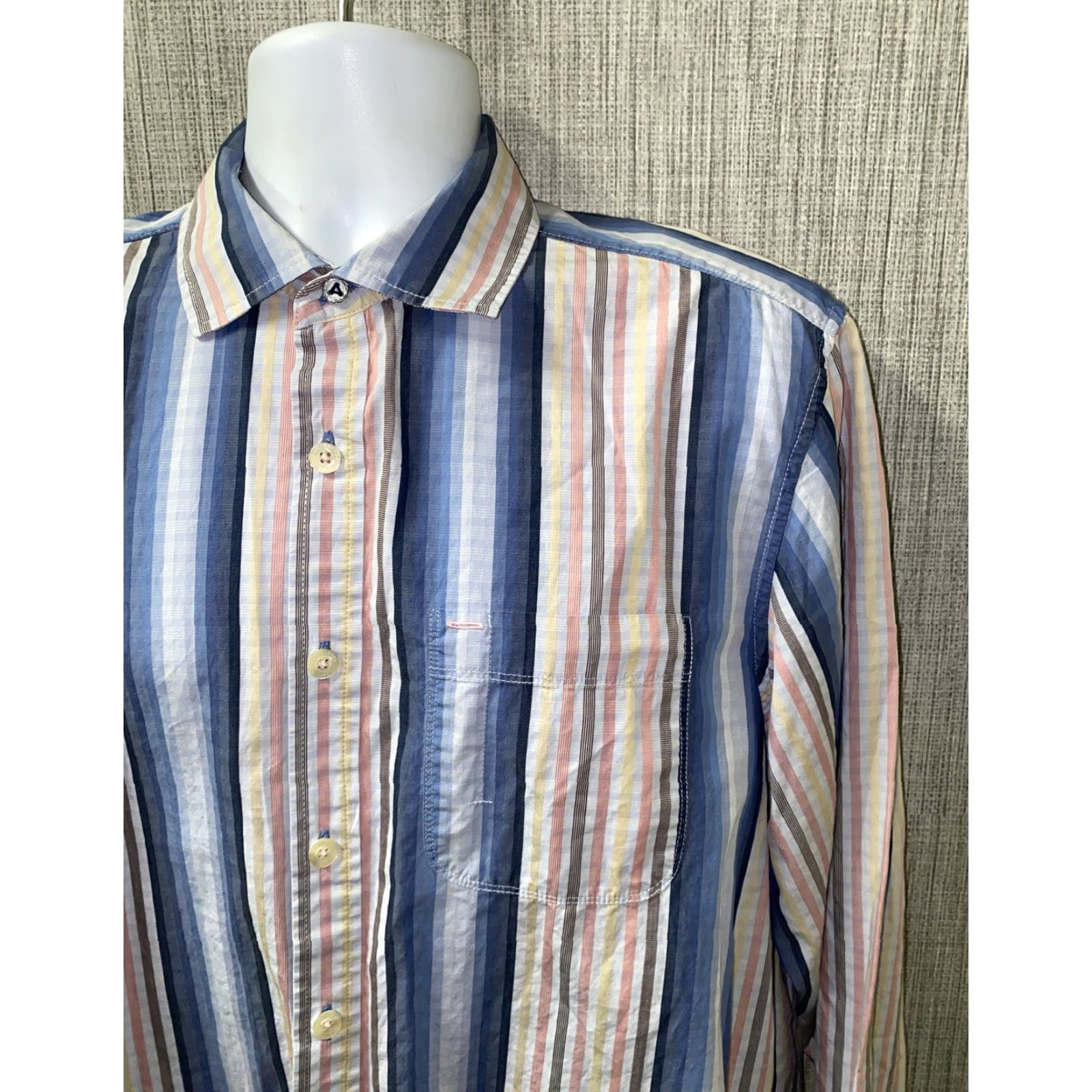 Tommy Bahama Tommy Bahama Shirt Mens Long Sleeve Button Up Multicolor Striped Size L Size US L / EU 52-54 / 3 - 2 Thumbnail