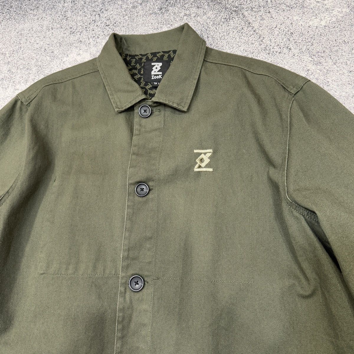 Vintage ZoeK Cotton Twill Inkas Jacket XL Olive Embroidered Size US XL / EU 56 / 4 - 5 Thumbnail