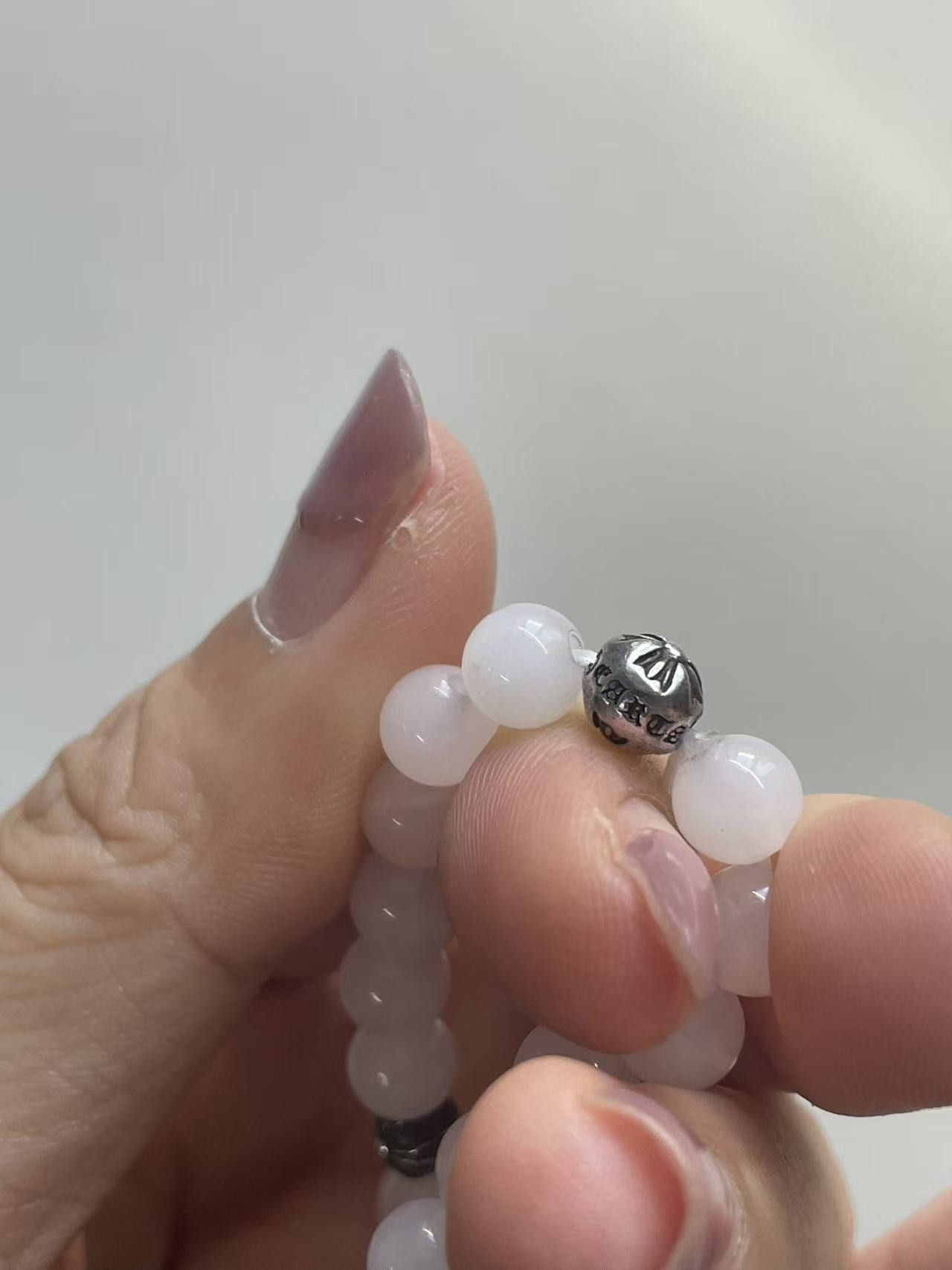 Chrome Hearts Chrome Hearts 6mm White Beaded 4 Silver Cross Ball Bracelet Size ONE SIZE - 9 Thumbnail