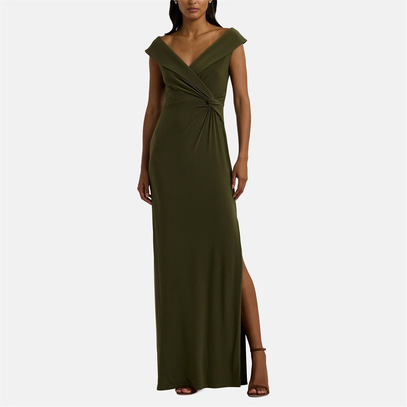 Lauren Ralph Lauren o1g2r1mq0825 Jersey Off-the-Shoulder Gown in Botanic Green Size S / US 4 / IT 40 - 3 Thumbnail