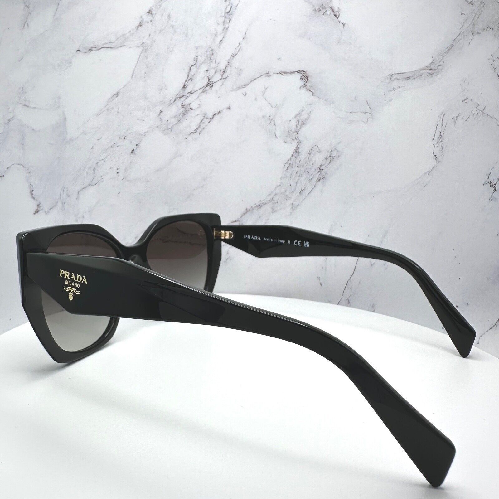 Prada PRADA Sunglasses Symbole Gold Logo Black Authentic Cat Eye Size ONE SIZE - 12 Thumbnail