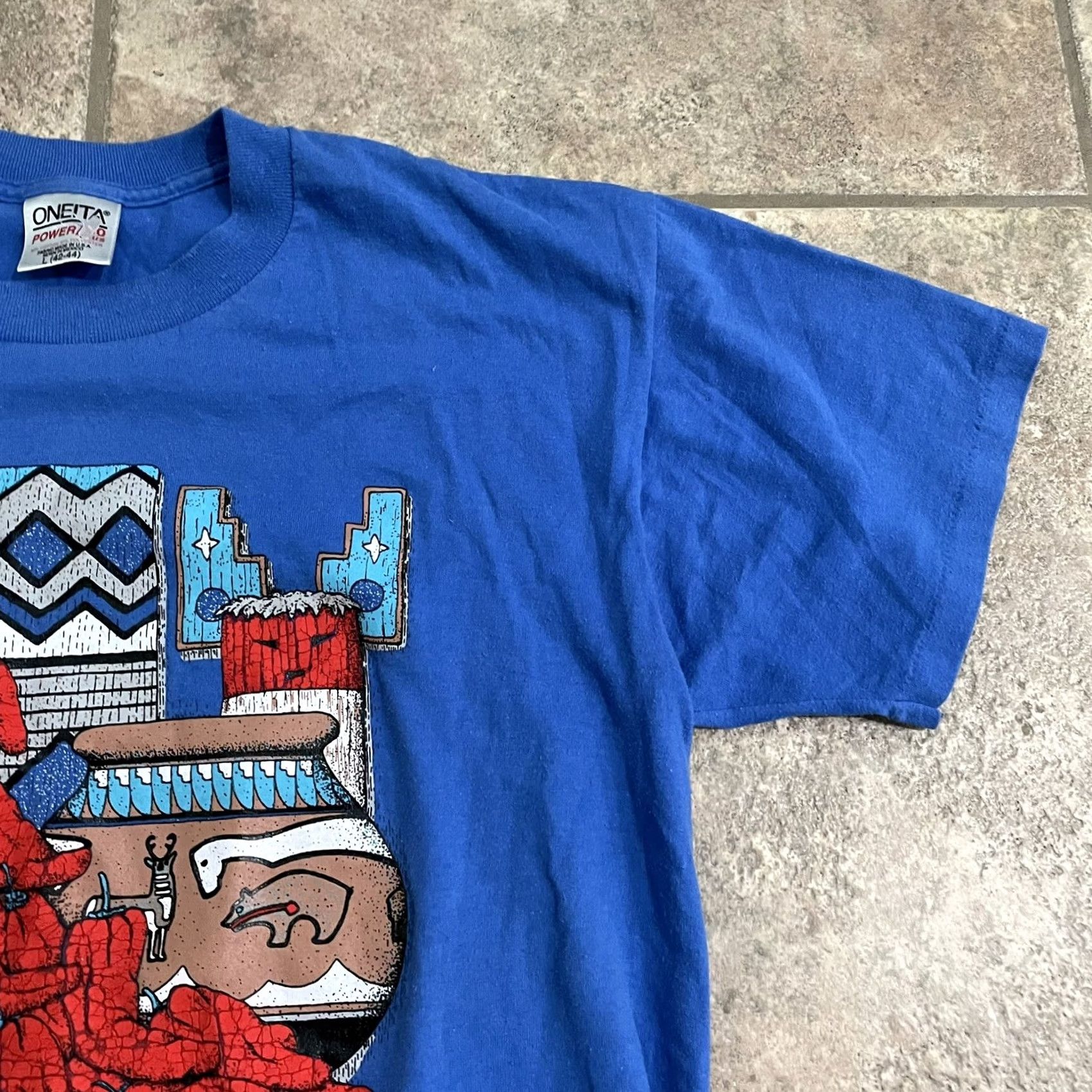 Vintage VINTAGE San Jose single stitch Oneita cotton blend blue graphic Tee 1994 Mens Size L Mens Shirt Blue Graphic Tee Size US L / EU 52-54 / 3 - 2 Thumbnail