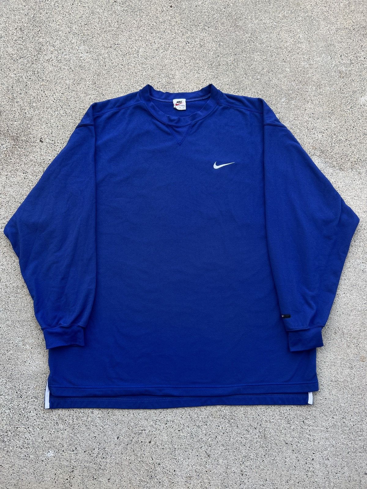 Nike × Vintage 1990s Vintage Nike Blue Embroidered Swoosh Fleece Thermal Size US XL / EU 56 / 4 - 1 Thumbnail