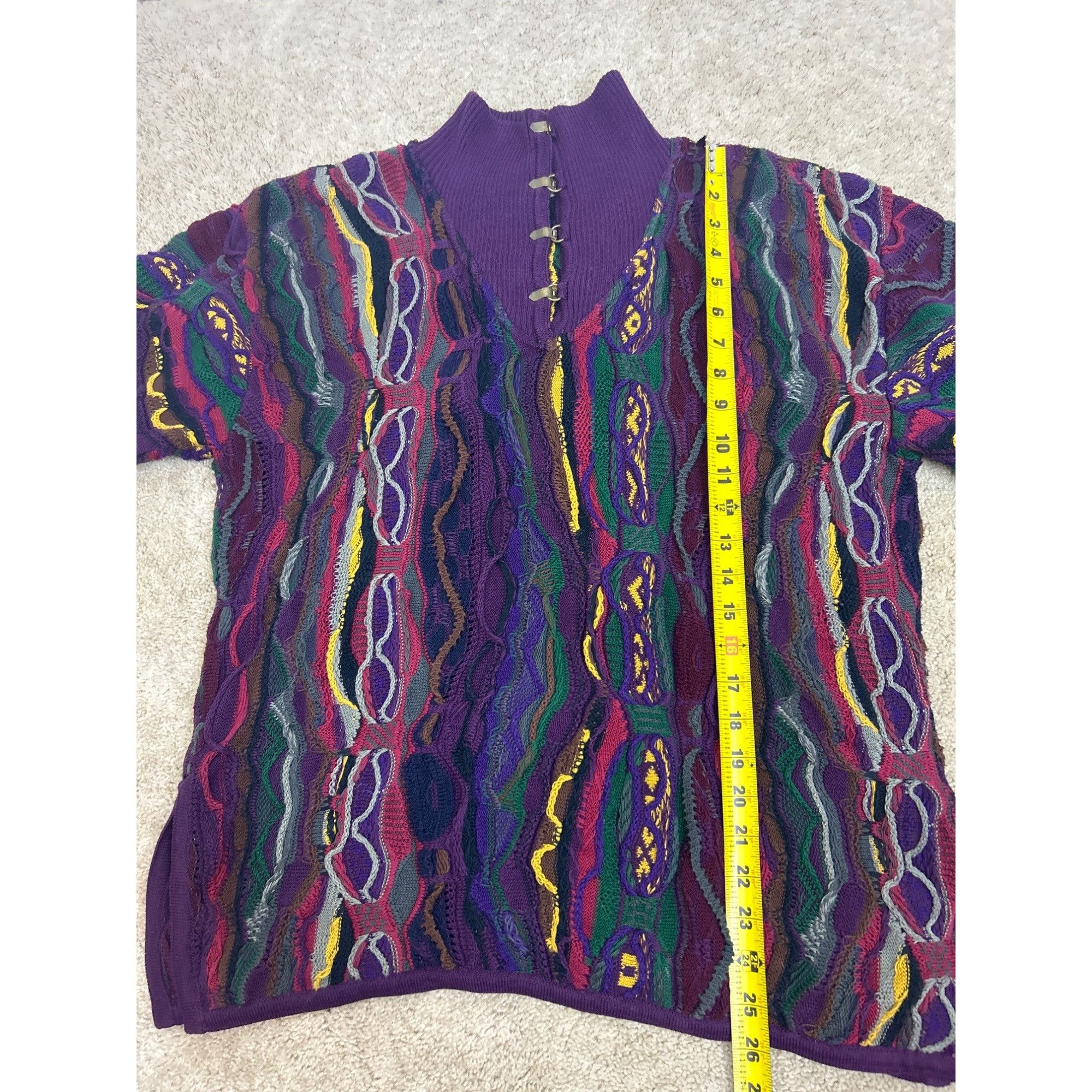 Coogi Rare Coogi Purple Multi Sweater 90's Metal Clasp Nec Size US M / EU 48-50 / 2 - 14 Thumbnail