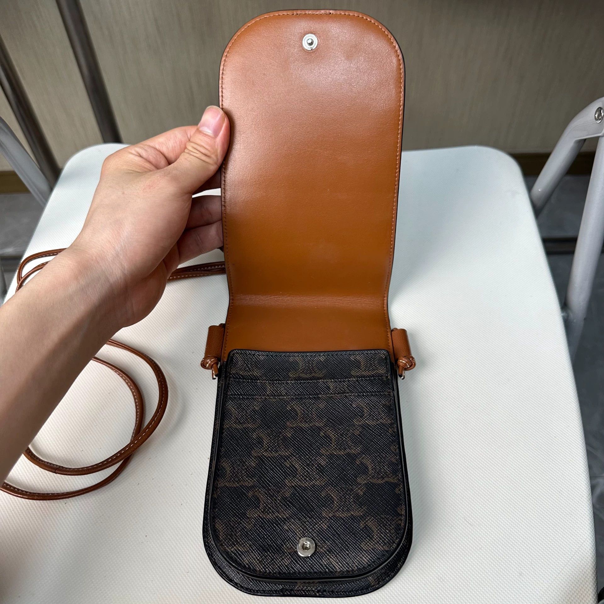 Celine CELINE Triomphe Canvas & Calfskin Cross Pouch Size ONE SIZE - 3 Thumbnail
