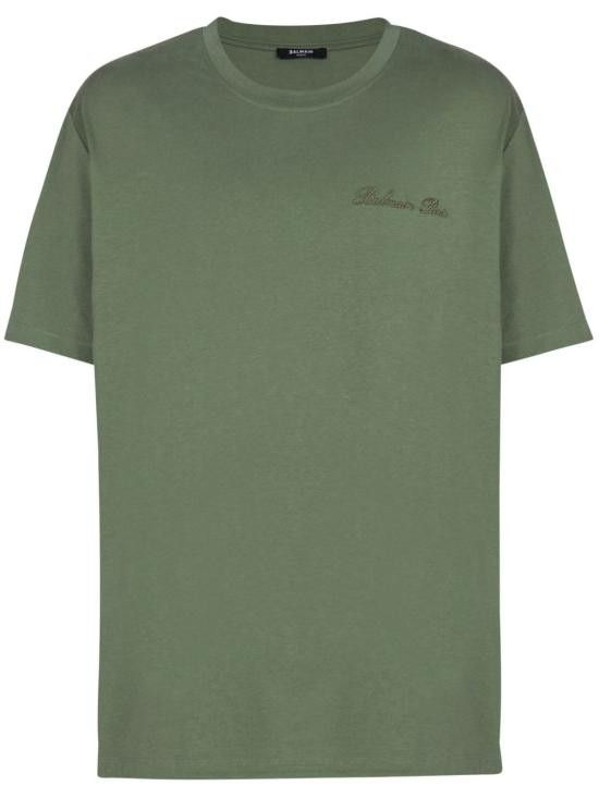 Balmain BALMAIN Men T-Shirts DH1EG010BC68 ULA Green Size US XL / EU 56 / 4 - 1 Thumbnail