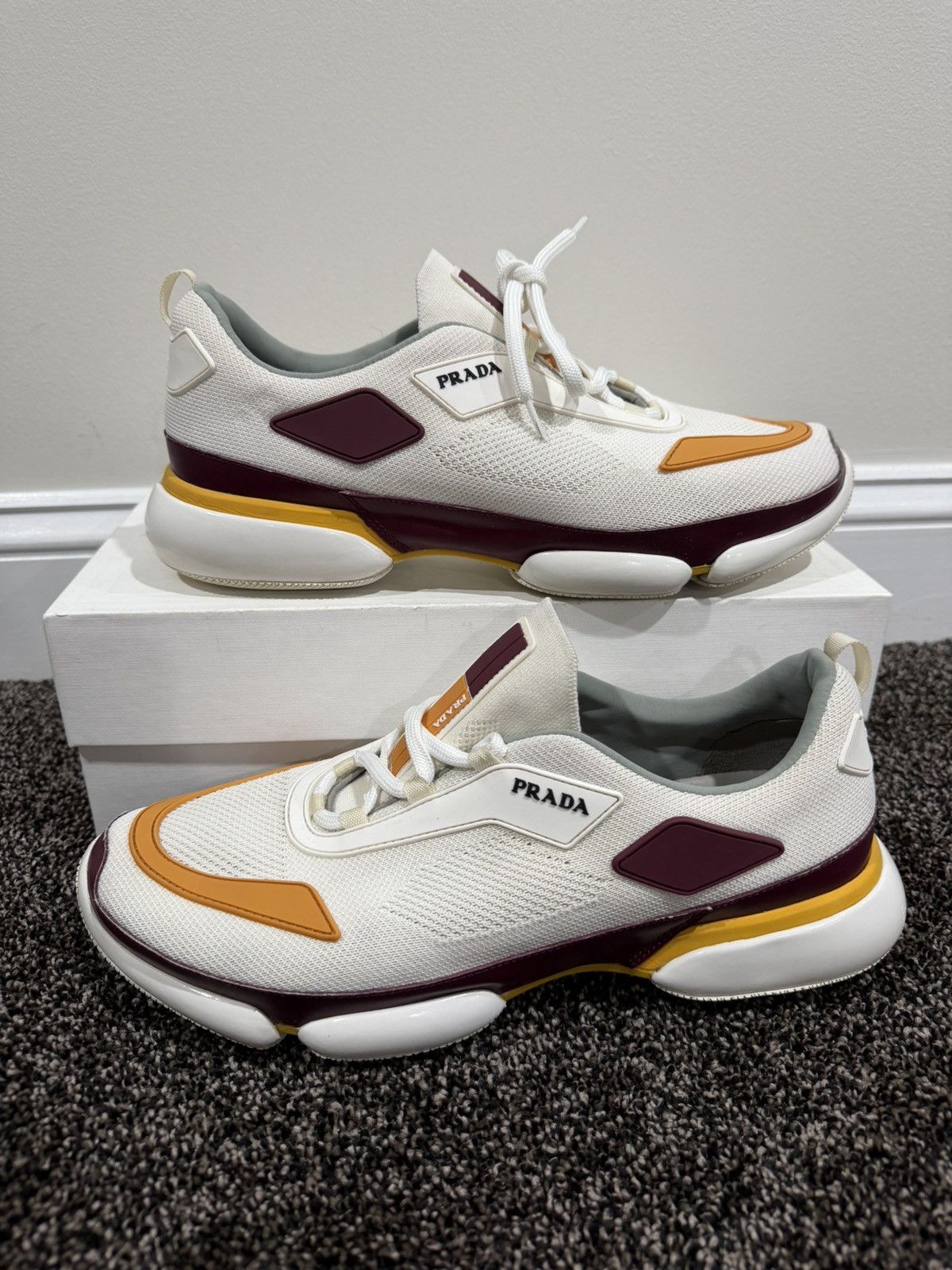 Prada Prada Cloudbust Knit White/Orange Trainer Sneakers Size US 10 / EU 43 - 7 Thumbnail