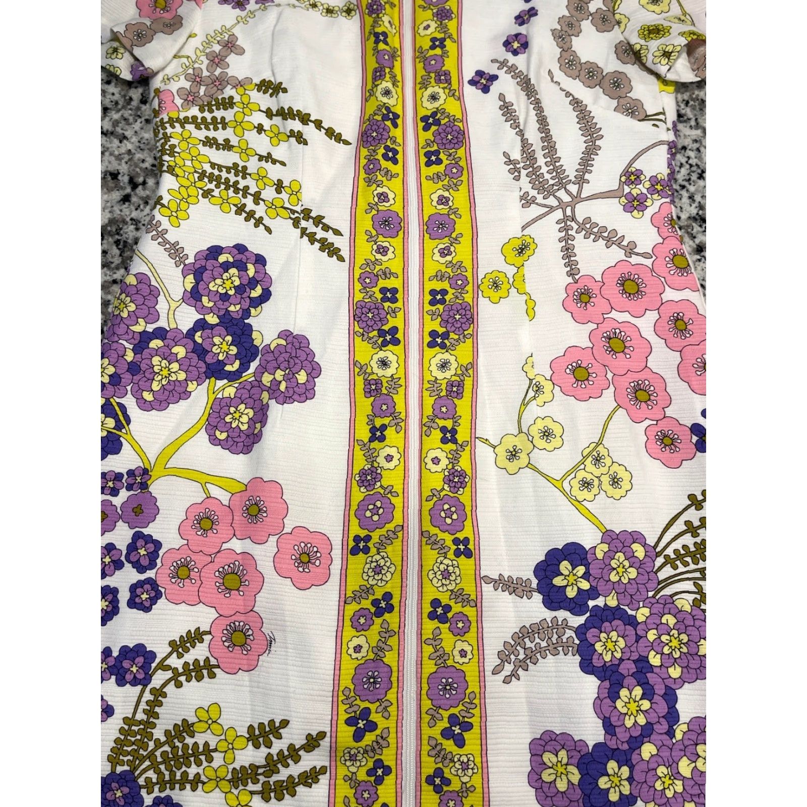 Trina Turk Trina Turk Arboretum Crescent Drive Ottoman Mini Dress Zipper Multicolor Floral Cotton Short Sleeve Round Neck Party/Cocktail Sz 2 Size XS / US 0-2 / IT 36-38 - 4 Thumbnail