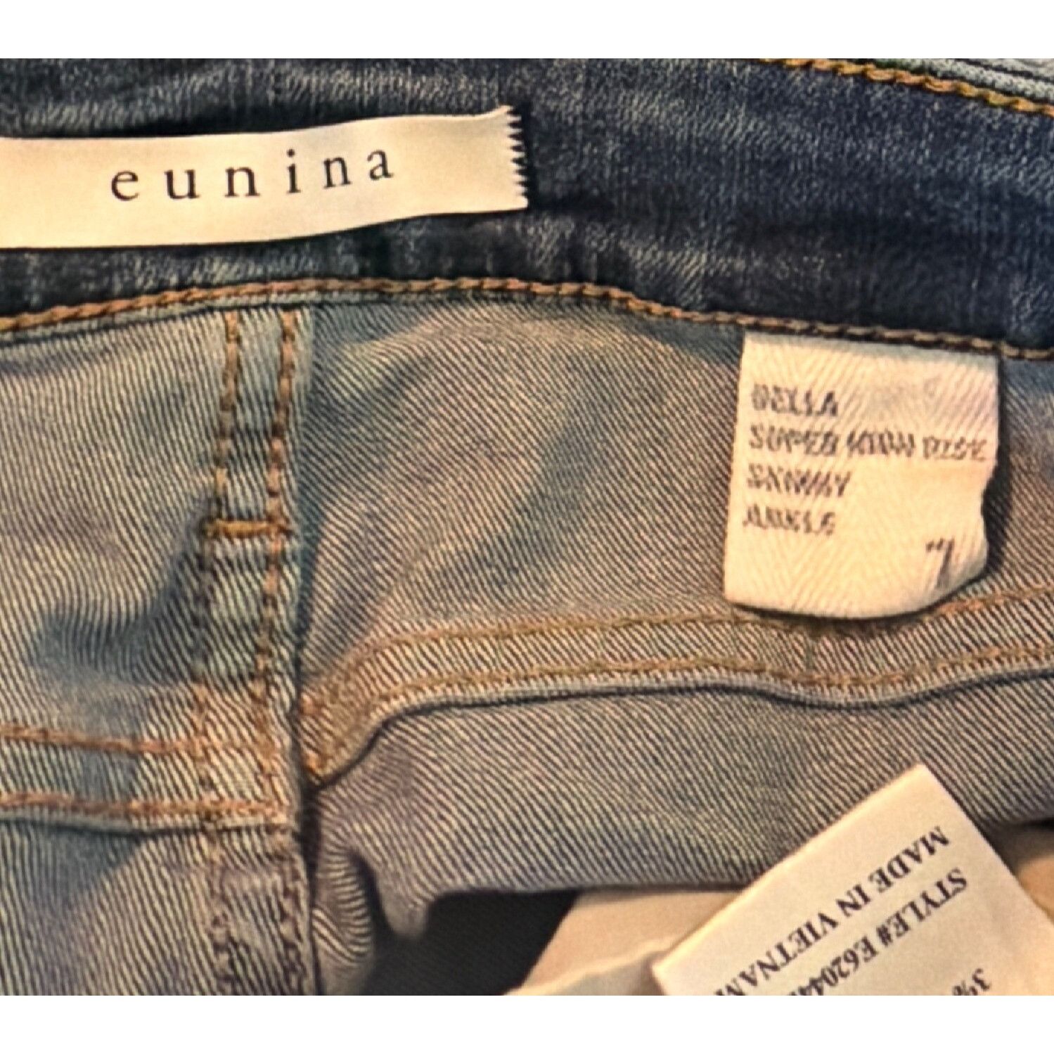 Other Eunina Bella Super Skinny High Rise Jeans Blue Denim Distres Size 26" / US 2 / IT 38 - 5 Thumbnail