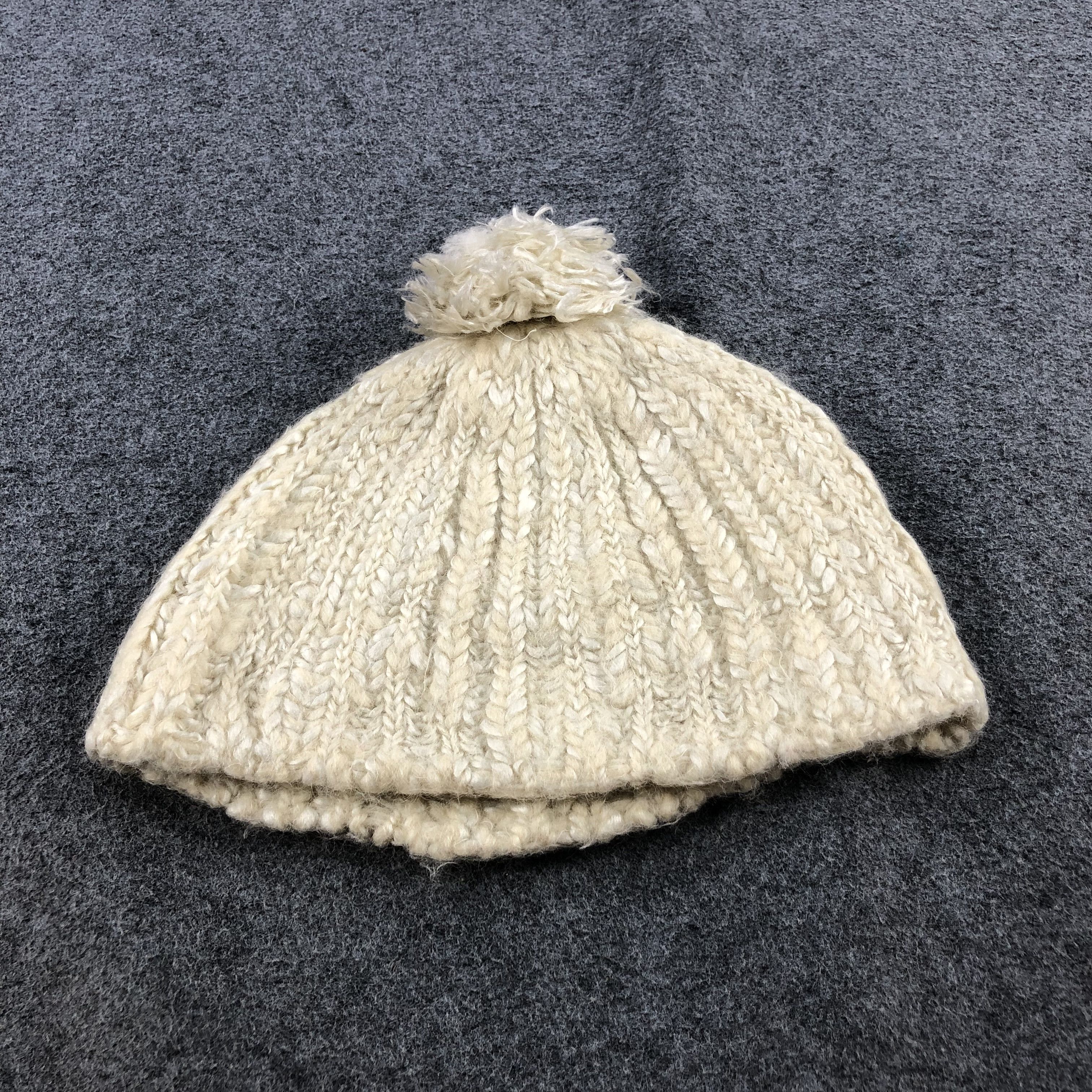 Japanese Brand Made in Japan Wool Blend Chunky Knit Pom Pom Beanie Hat B201 Size ONE SIZE - 4 Thumbnail