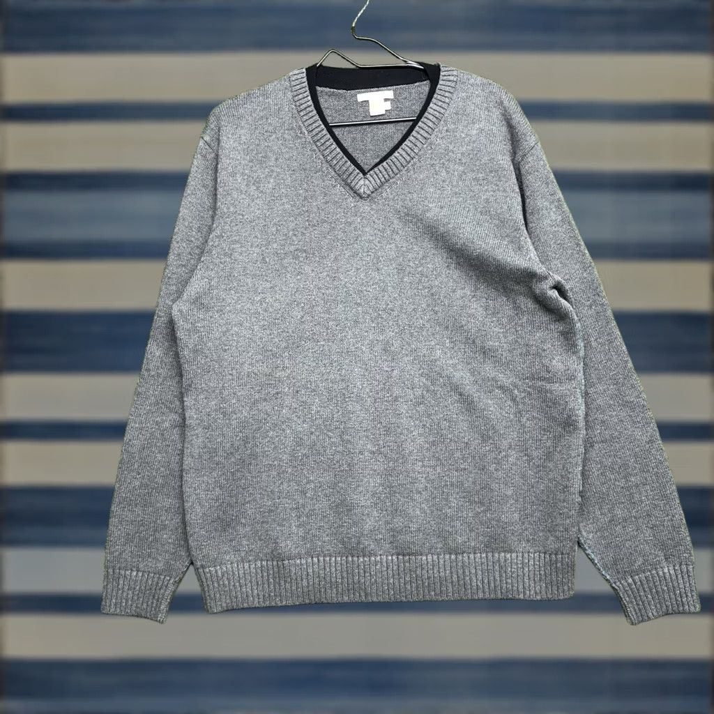Carbon Carbon2Cobalt Cashmere Sweater Mens Large V Neck Gray Knit Pullover Regular Size Casual Menswear Size US L / EU 52-54 / 3 - 1 Thumbnail