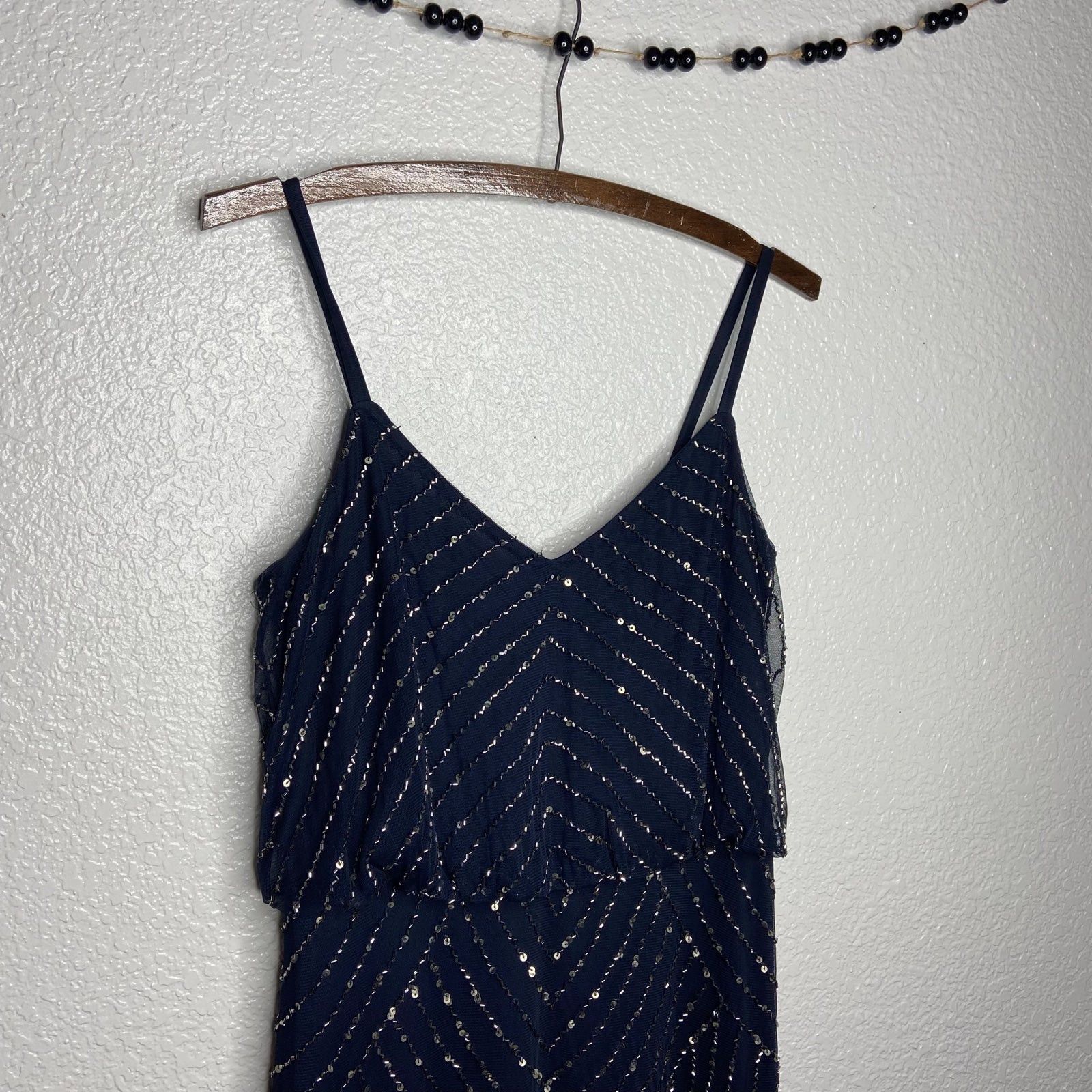 Adrianna Papell Adrianna Papell Navy Sequin Tank Evening Gown Size M / US 6-8 / IT 42-44 - 2 Thumbnail