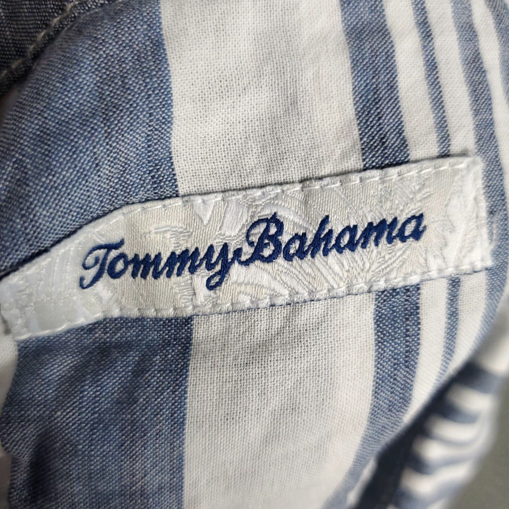 Tommy Bahama VINTAGE Tommy Bahama Shirt Mens Large Short Sleeve Button Up Cotton Blue Striped Hawaiian Casual Size US L / EU 52-54 / 3 - 7 Thumbnail