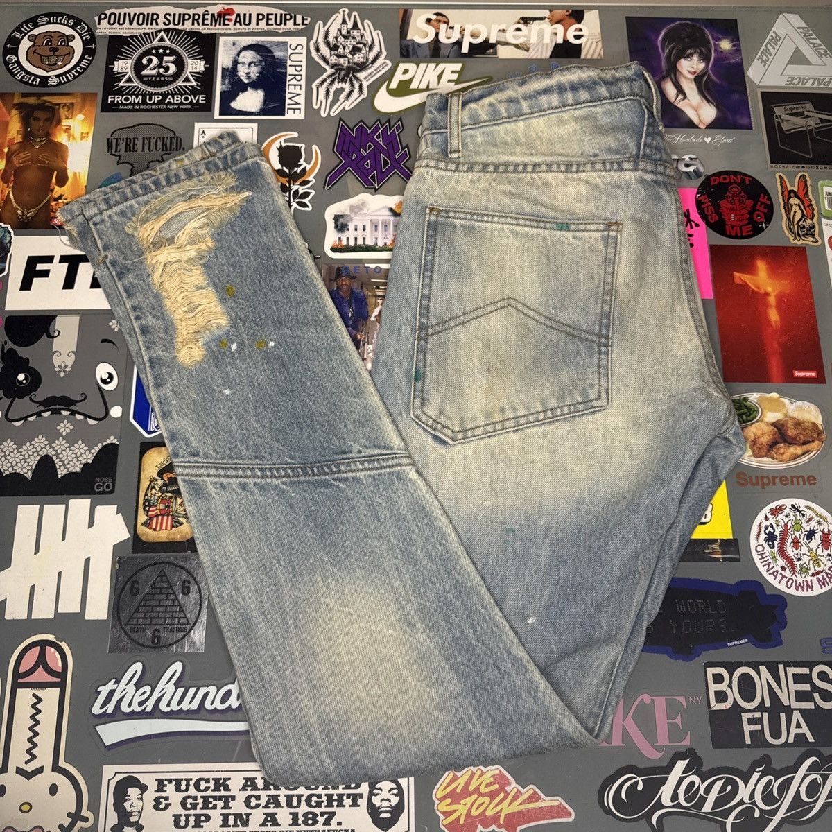 Rhude Rhude Slim-Fit Distressed Paint Splattered Denim Jeans Sz 30 Size US 30 / EU 46 - 1 Thumbnail
