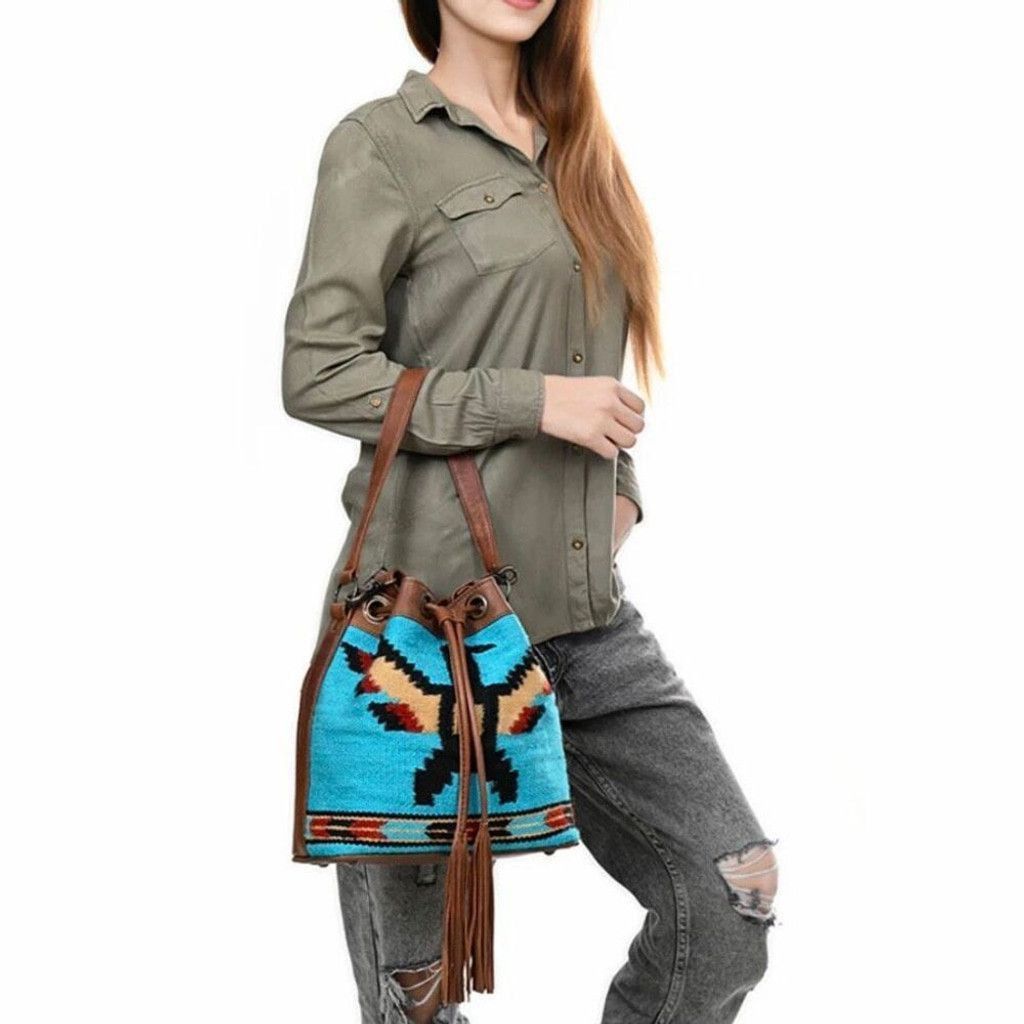 Other New Western Woven Thunderbird Leather Bucket Handbag Size ONE SIZE - 7 Thumbnail