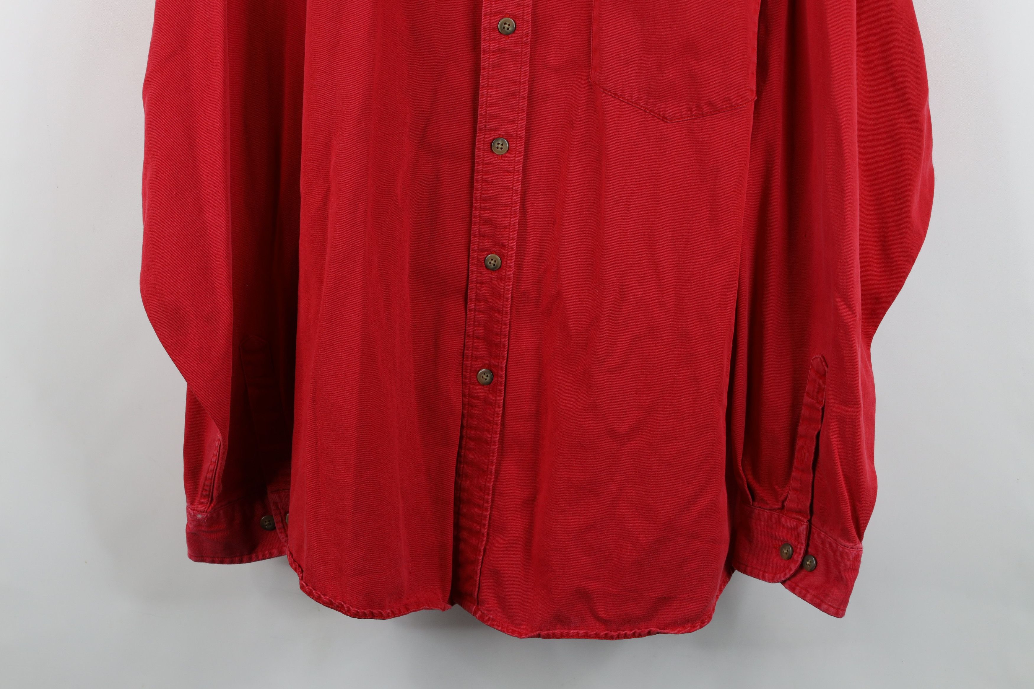 Eddie Bauer Vintage 90s Eddie Bauer Cotton Twill Button Down Shirt Red Size US XXL / EU 58 / 5 - 3 Thumbnail