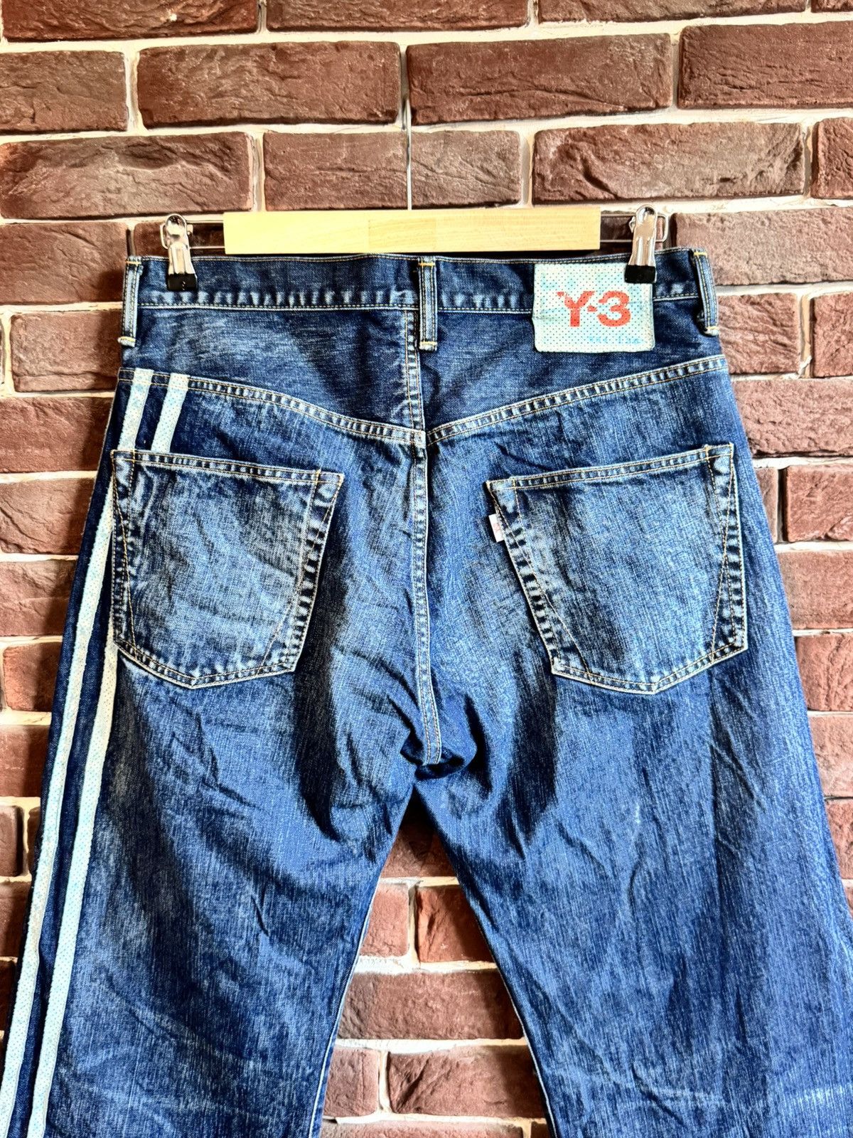 Y-3 Y-3 'SS/2004' RUNWAY 3-Stripe LOGO Blue Denim JEANS Sz 34 Size US 34 / EU 50 - 14 Thumbnail