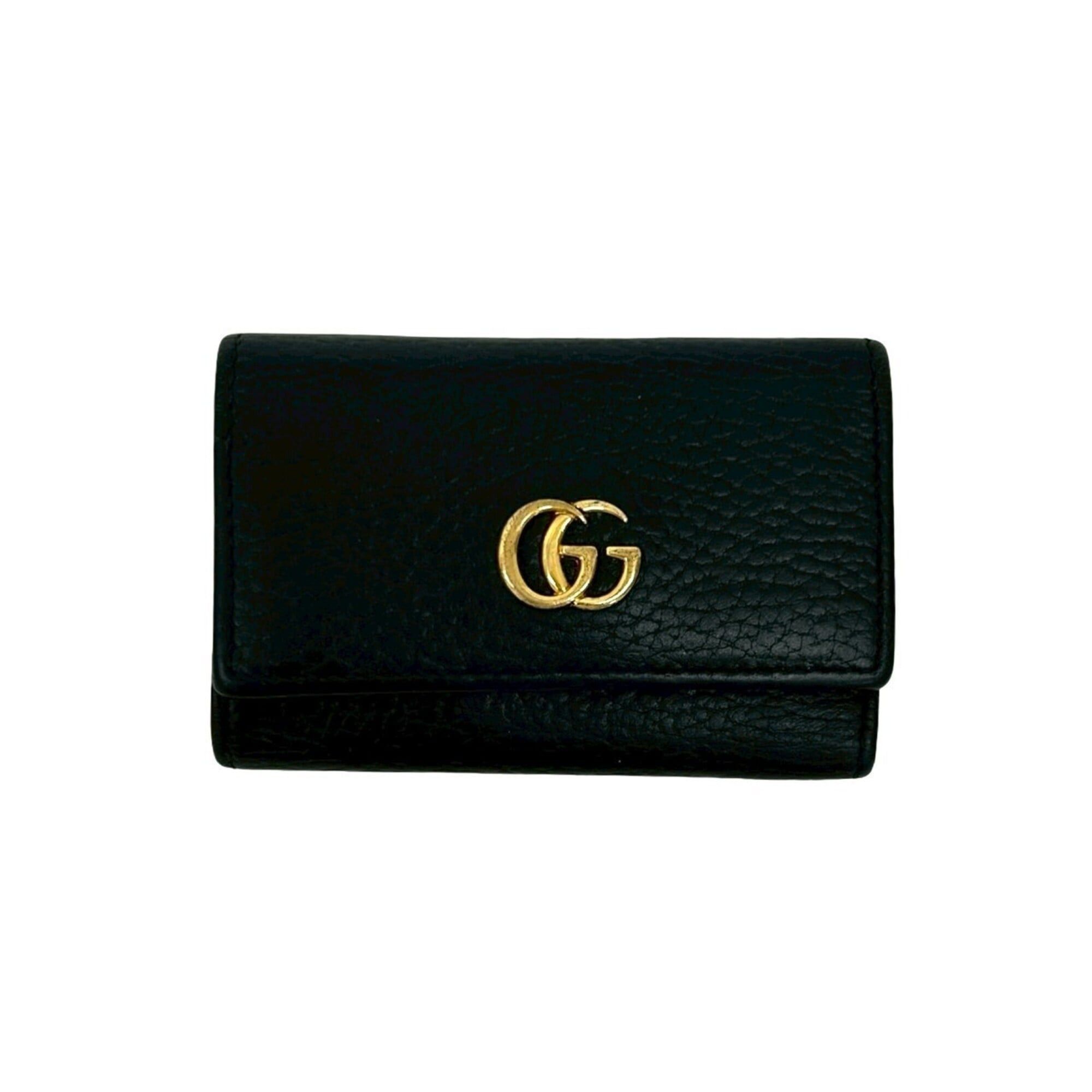 Gucci GUCCI GG Marmont Logo Leather Tri-fold Key Case with Ring, Black, 42623 Size ONE SIZE - 1 Thumbnail
