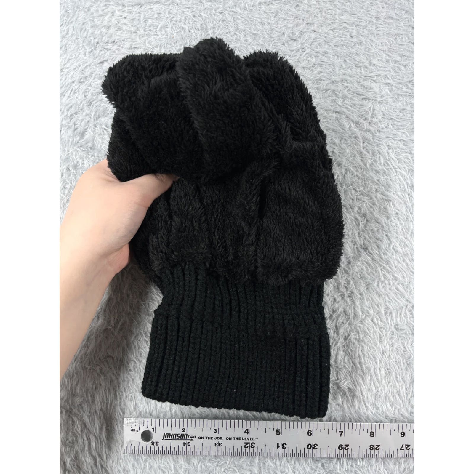 Vintage Womens Beanie Toque One Size Black Cable Knit Acrylic Polyester Lined Ski Pom Size ONE SIZE - 6 Thumbnail