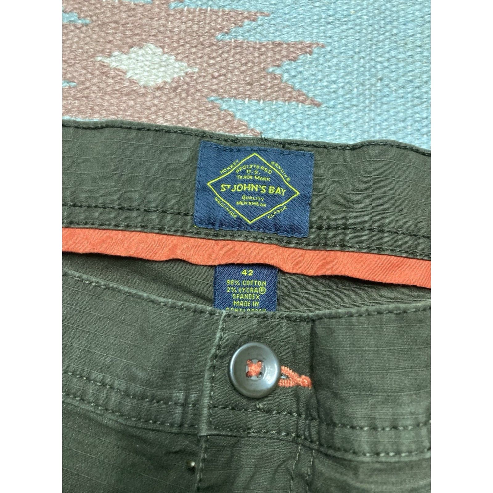 Vintage St. John’s Bay Cargo Shorts Ripstop Dark Green Hi Vis Orange Utility Men’s 42 Size US 42 / EU 58 - 4 Thumbnail