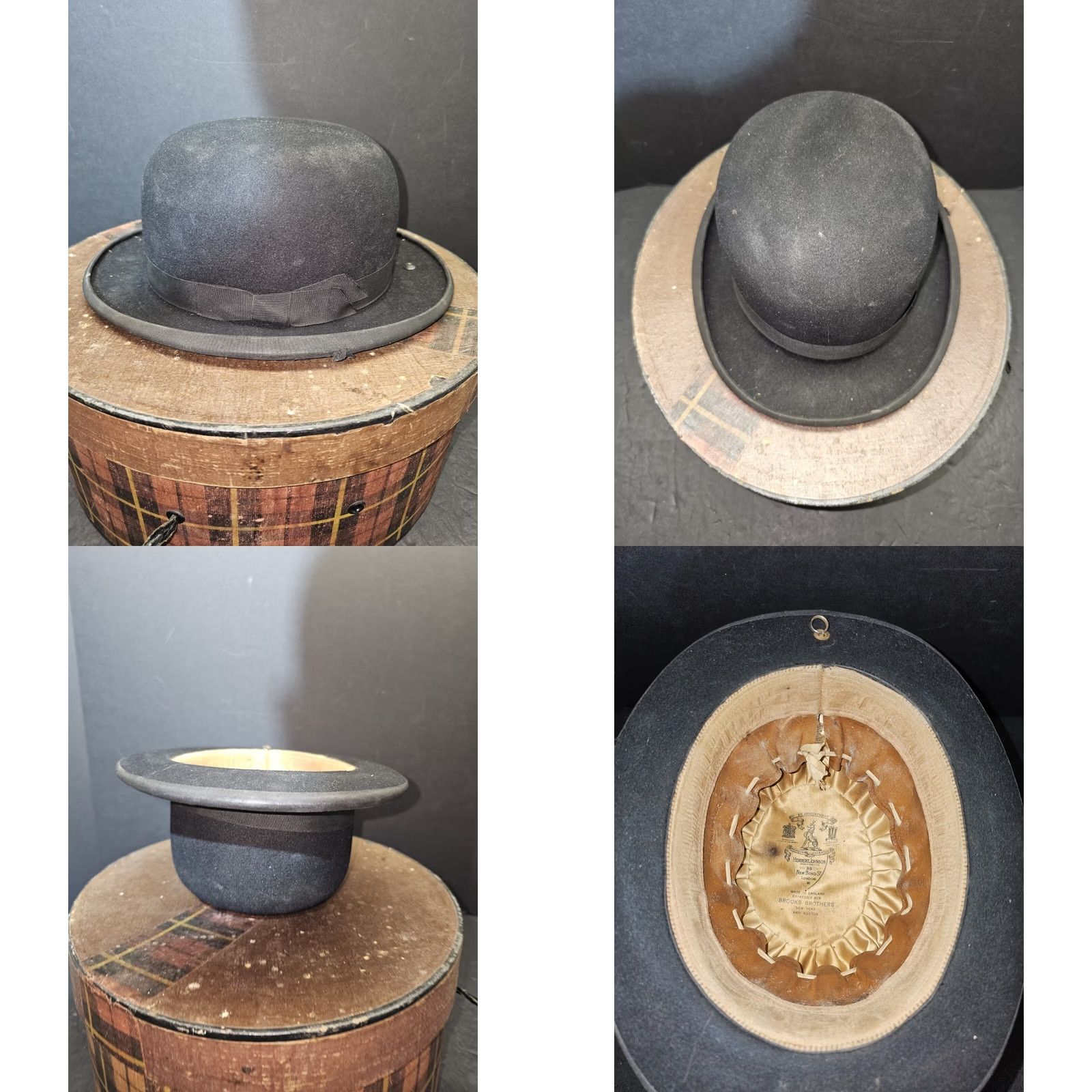 Brooks VINTAGE Herbert Johnson Derby Hat Exclusively for Brooks Bros. Size 7 Black 1900s Size ONE SIZE - 8 Thumbnail