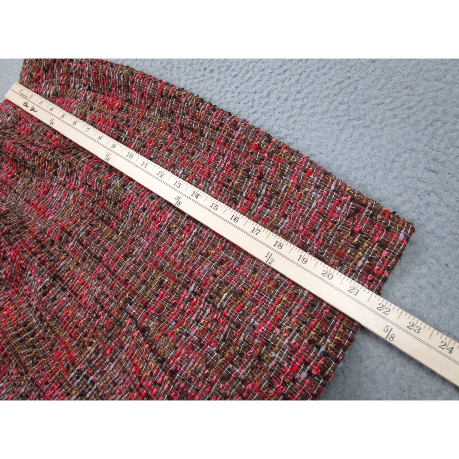 J.Crew J.CREW Pencil Skirt 6 Brown Red Pink Plaid Workwear Business Preppy Womens Knee Length Zipper Lined Tweed Polyester Size 28" / US 6 / IT 42 - 3 Thumbnail
