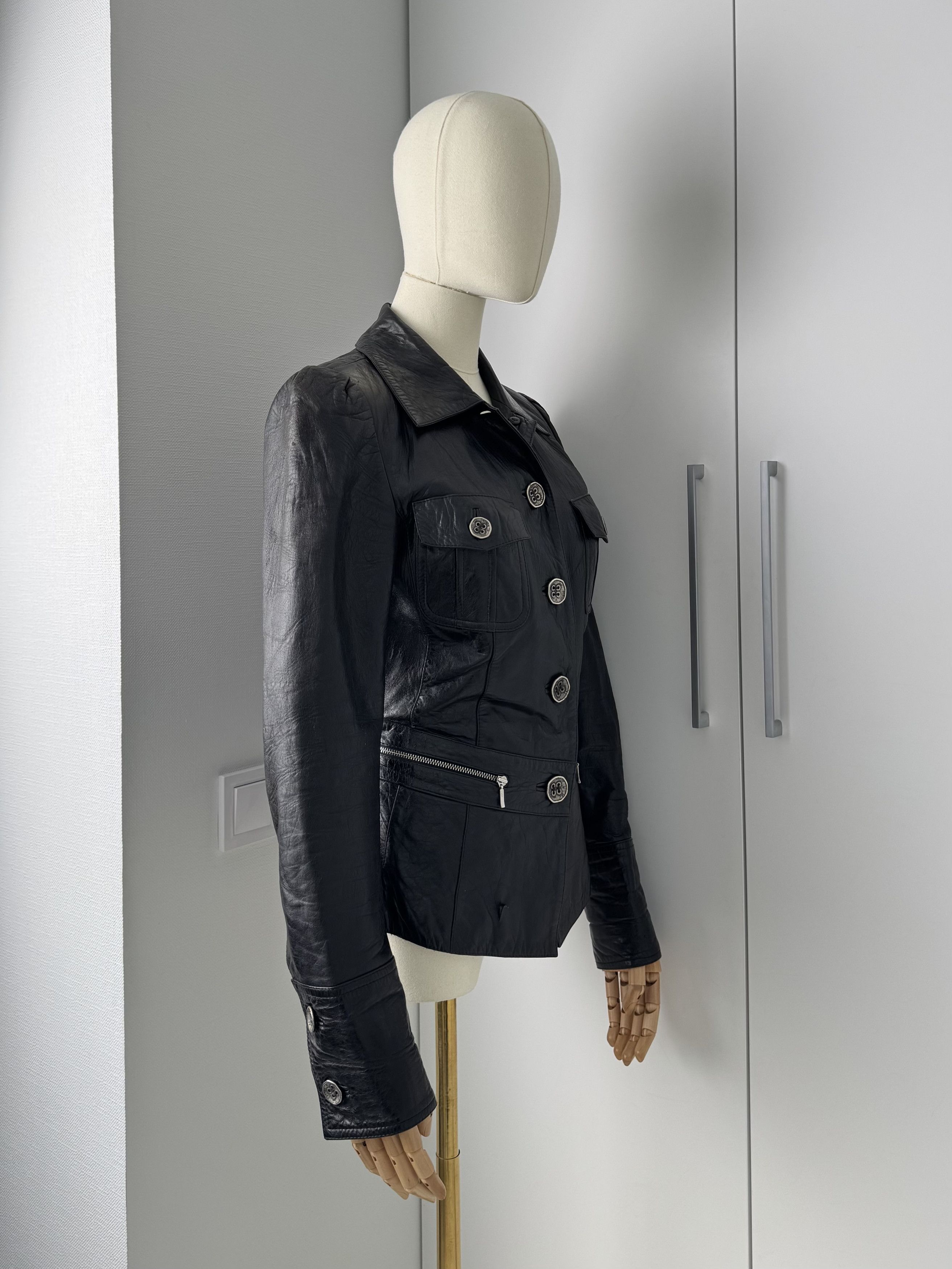 Genuine Leather Vintage Leather Jacket Womens Fitted Button Up Blazer Style Size S / US 4 / IT 40 - 2 Thumbnail