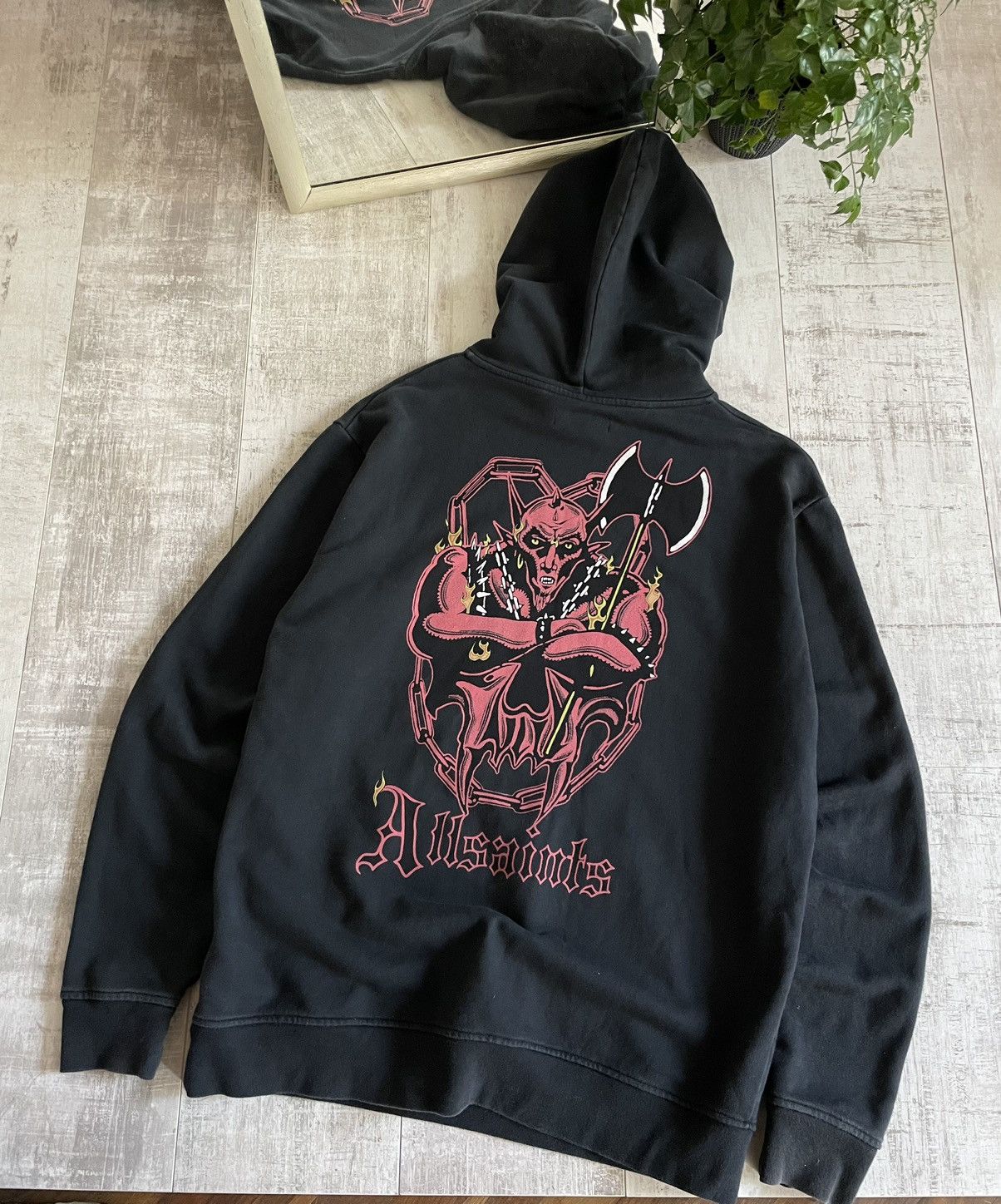 Allsaints Allsaints Devil Fire Skull Hoodie Oversized Fit Size US M / EU 48-50 / 2 - 1 Thumbnail
