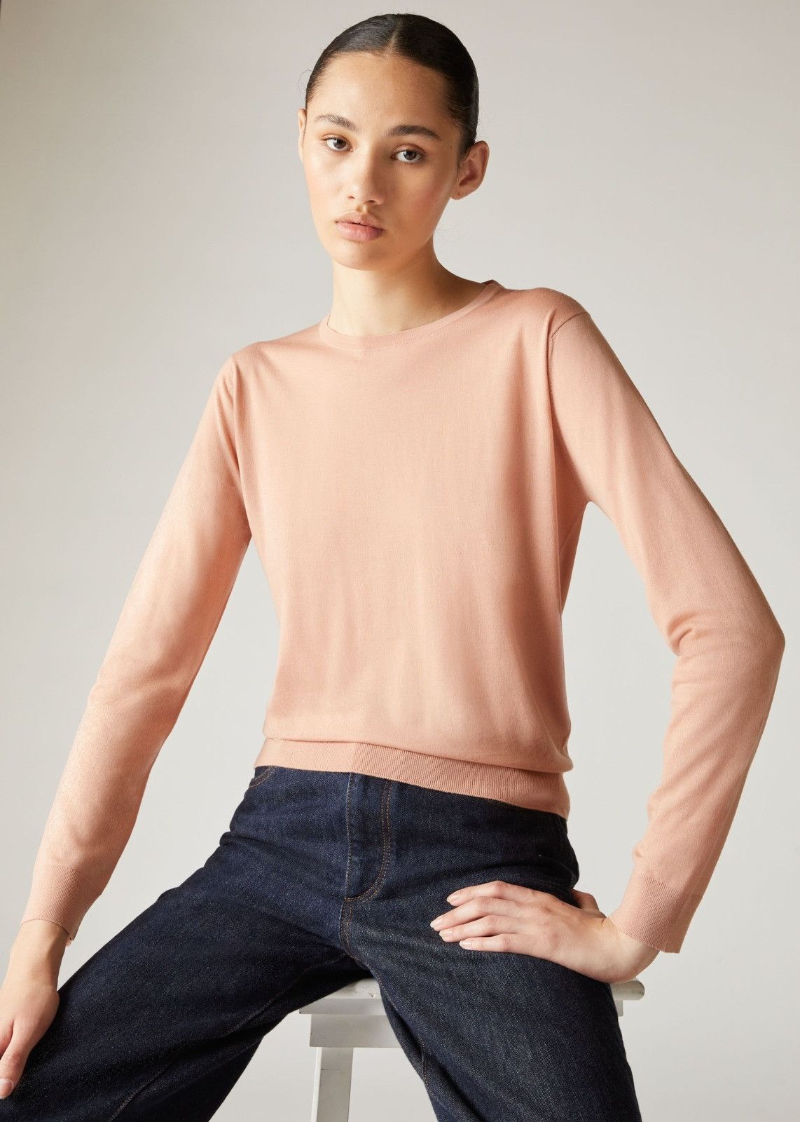 Loro Piana o1srvl11e0125 Valsesia Crewneck Sweater in Light Pink Size XS / US 0-2 / IT 36-38 - 2 Thumbnail