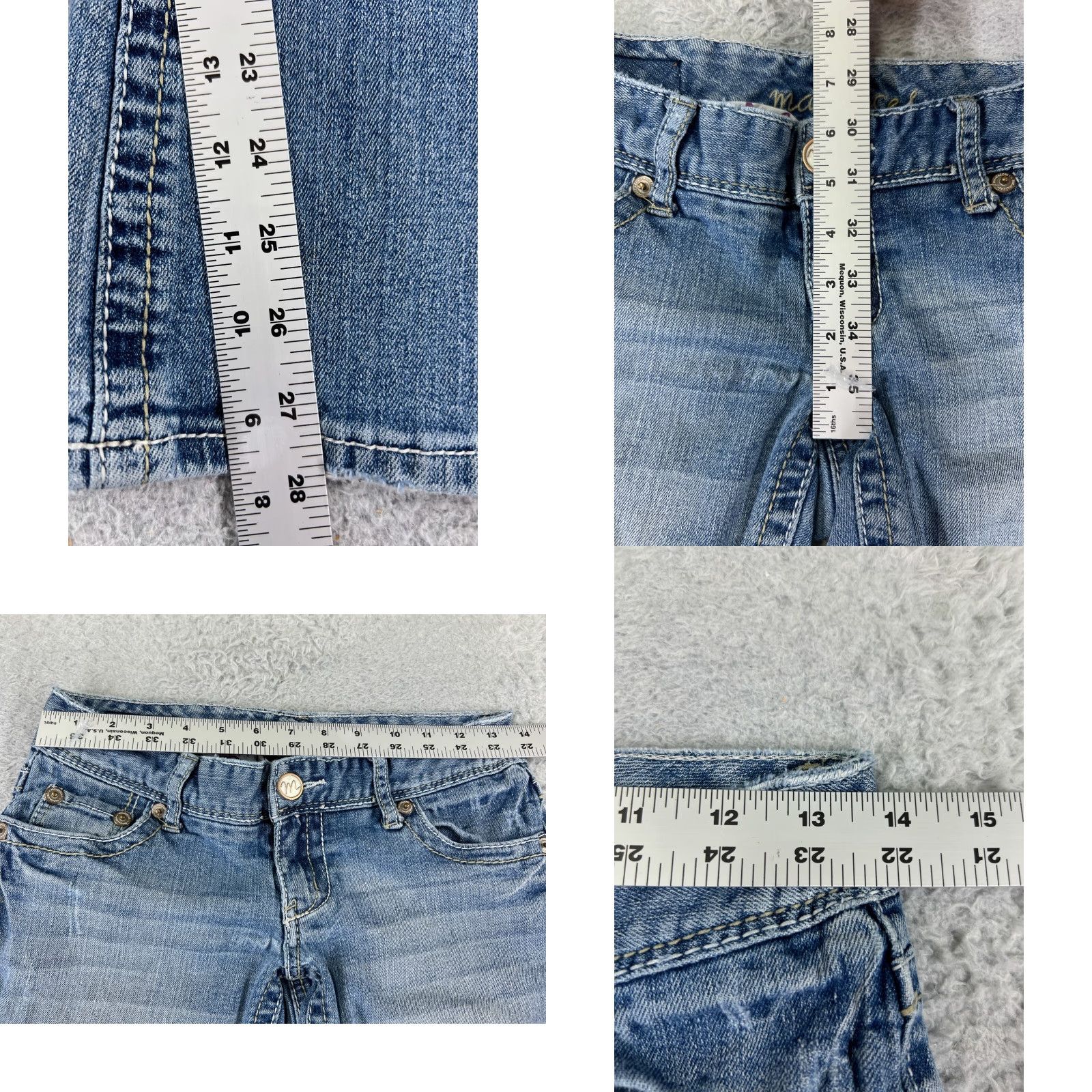 Vintage Maurices Jeans Womens Bootcut Denim Blue Cotton Low Rise 26 in 26x28 5-Pocket Embroidered Regular Stretch Size 25" / US 0 / IT 36 - 8 Thumbnail